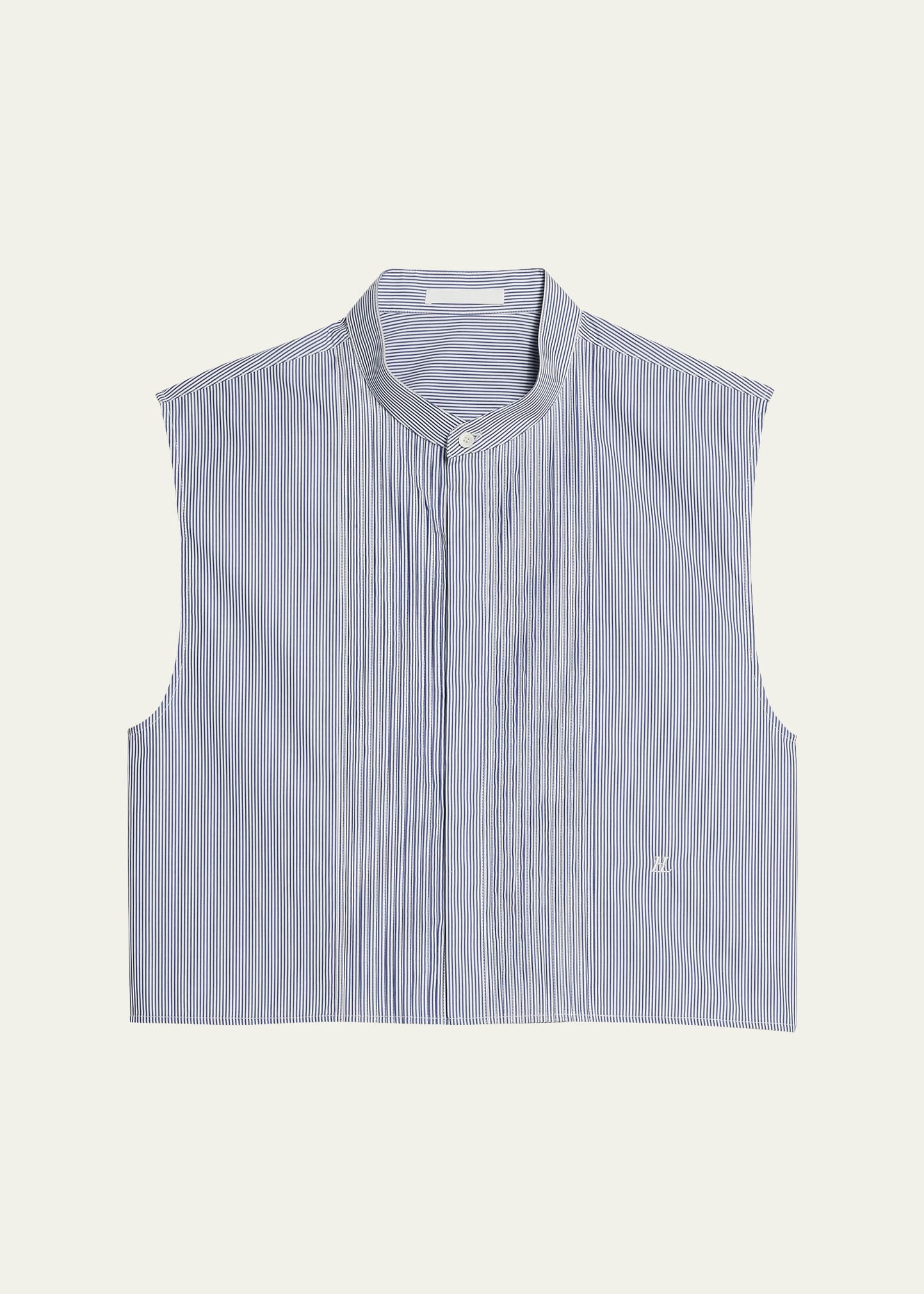 Shop Helmut Lang Sleeveless Pinstripe Tuxedo Shirt In Blst