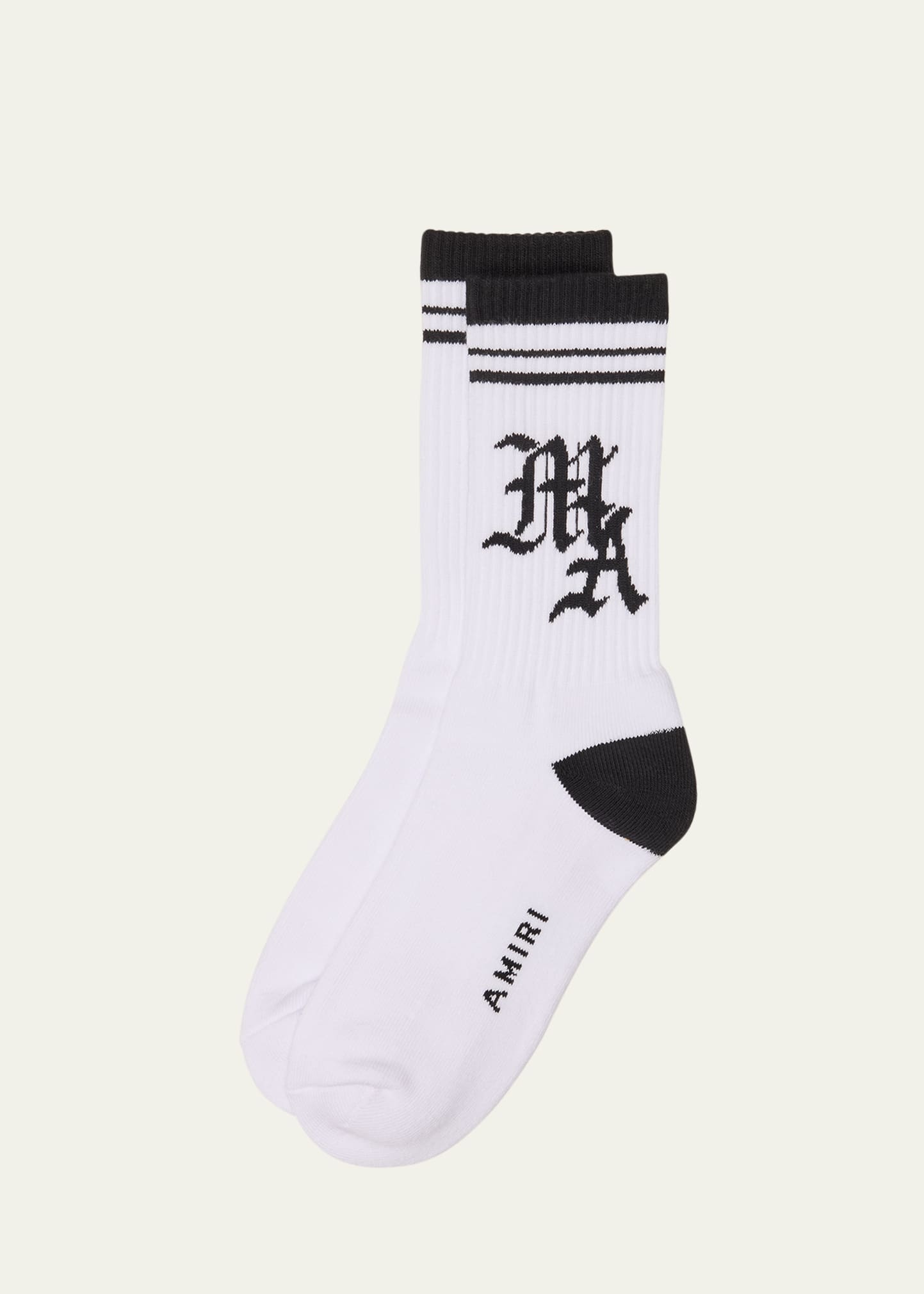 Amiri Men's Ma Stripe Crew Socks In White Black