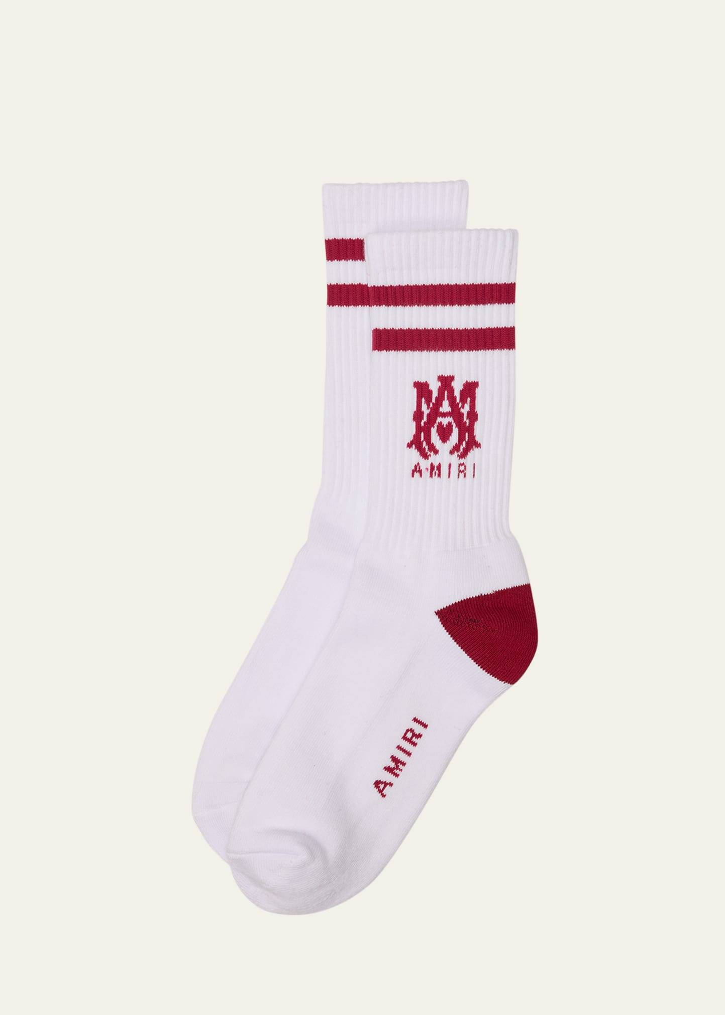 Amiri Men's Ma Stripe Crew Socks In White Sun Dried T