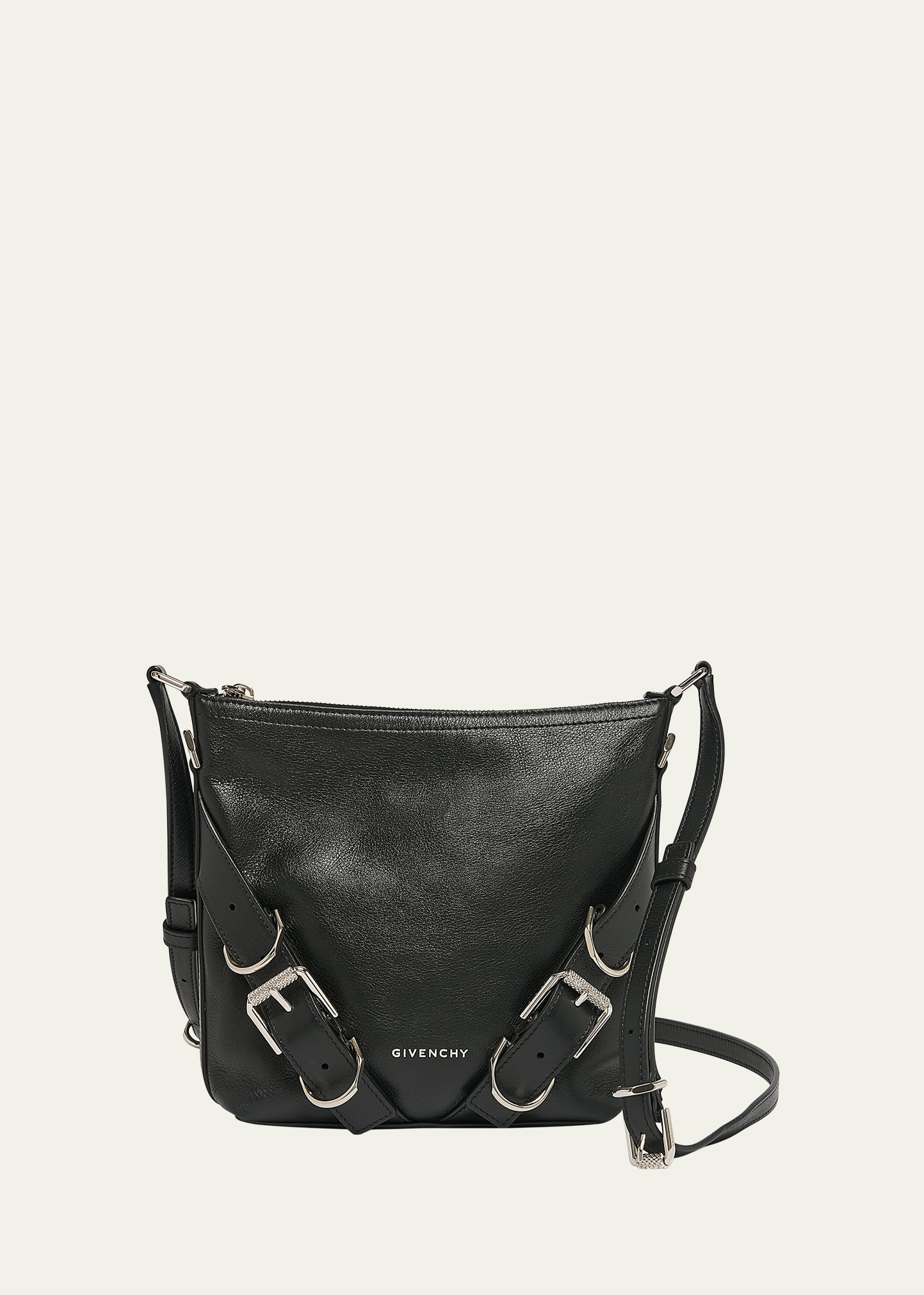 Shop Givenchy Men's Voyou Small Leather Crossbody Bag In Black