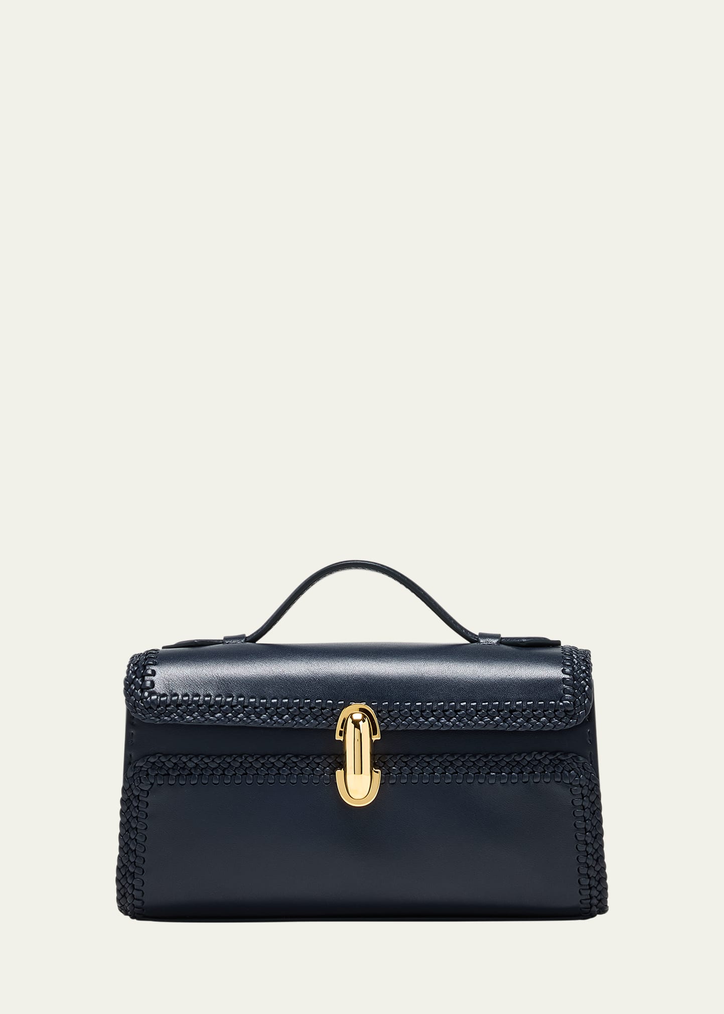 Savette Symmetry Pochette Leather Top-handle Bag In Navy
