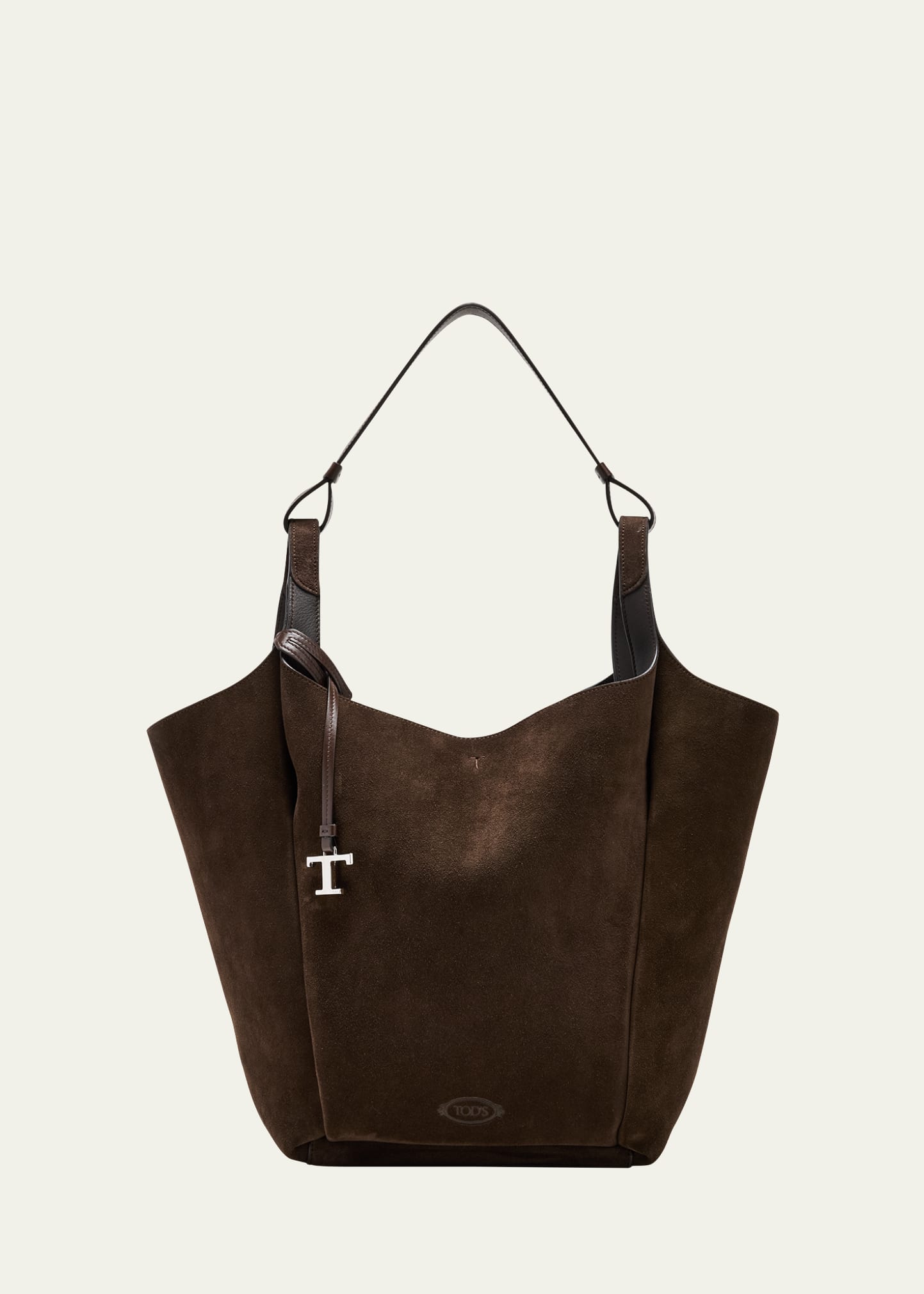 Tod's Suede & Leather Shoulder Bag In Marrone Africa