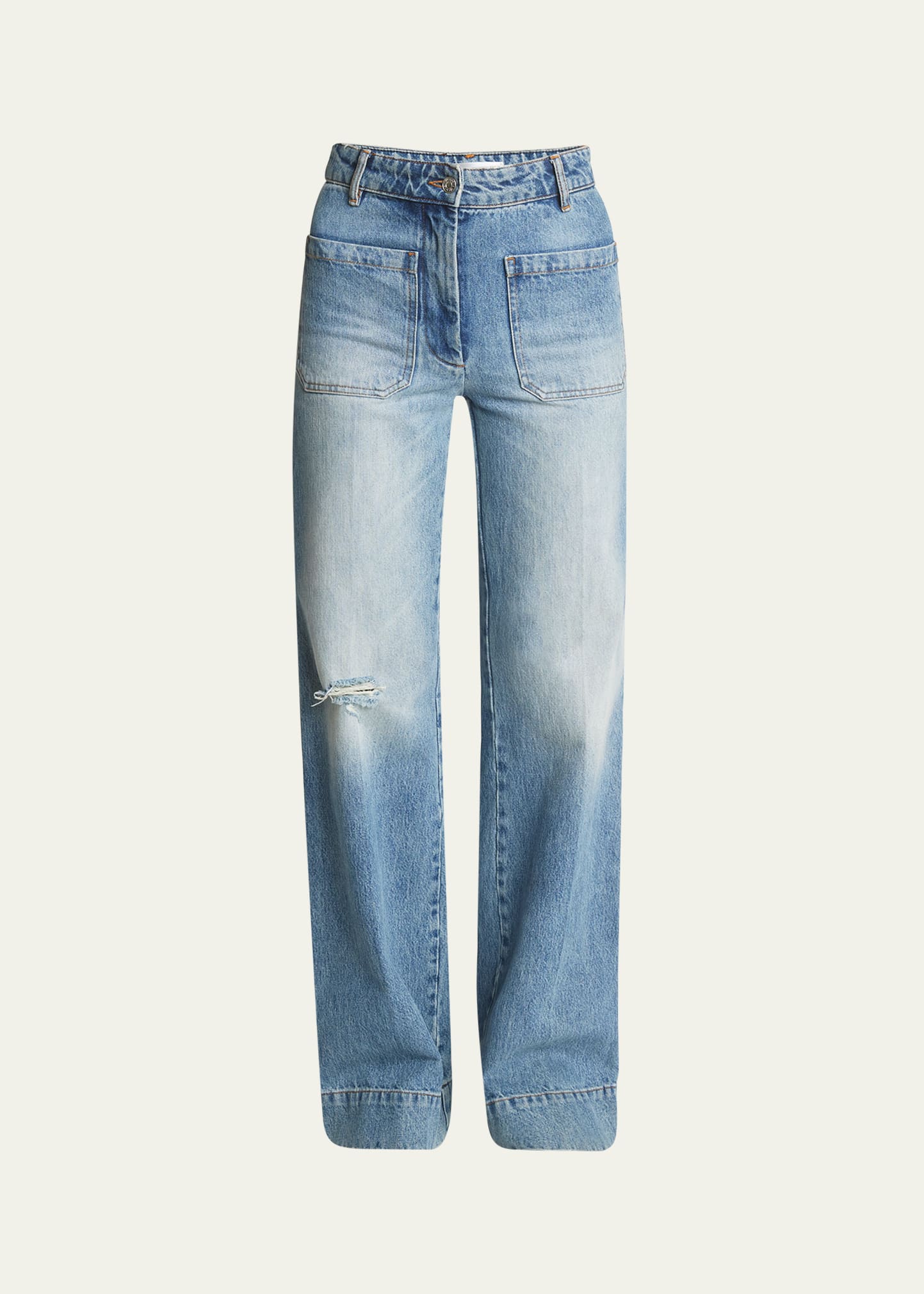 Victoria Beckham Alina Straight-leg Jeans In Worn Blue Wash