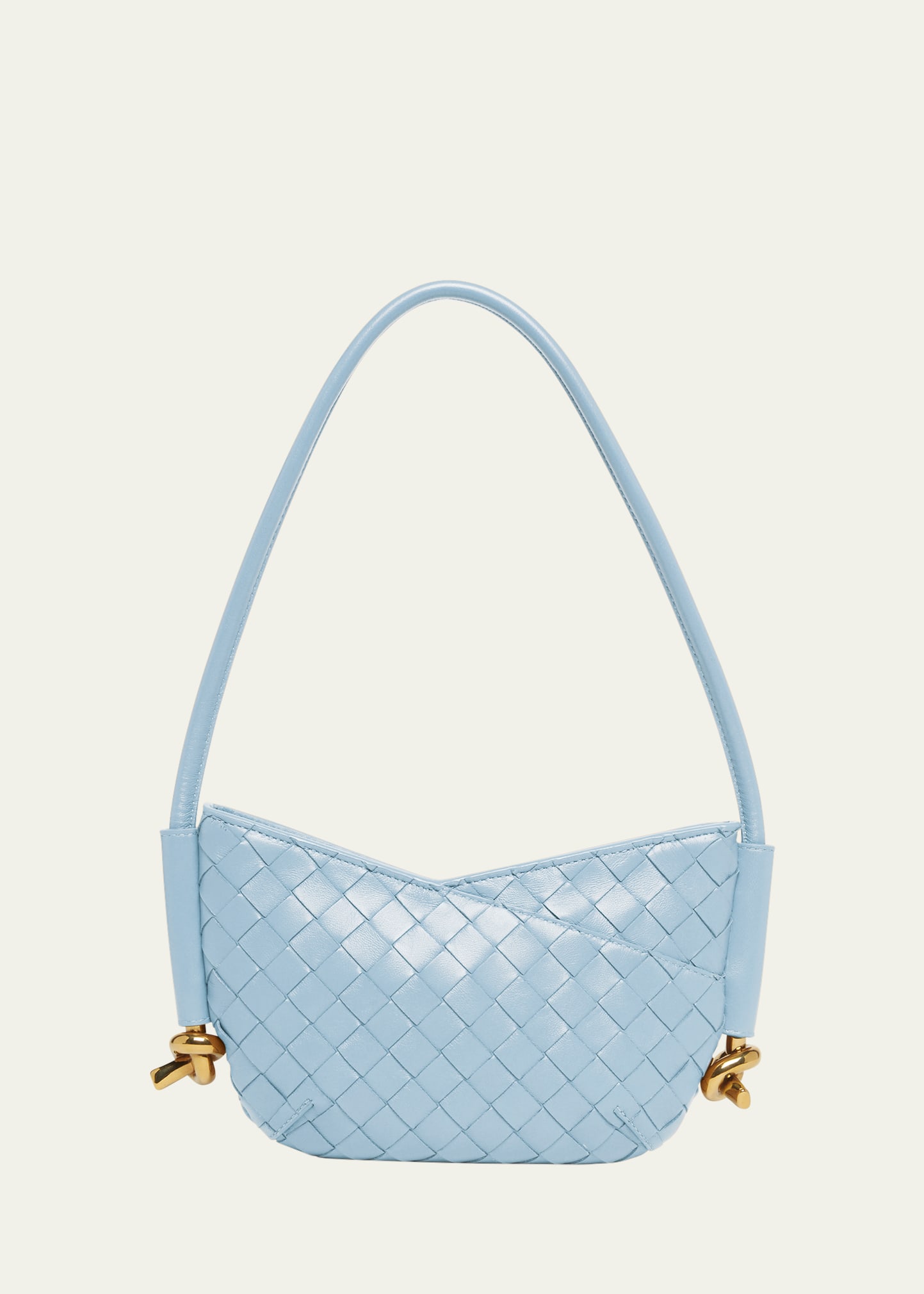 Bottega Veneta Mini Solstice Hobo Bag In 1728 Ice-m Brass