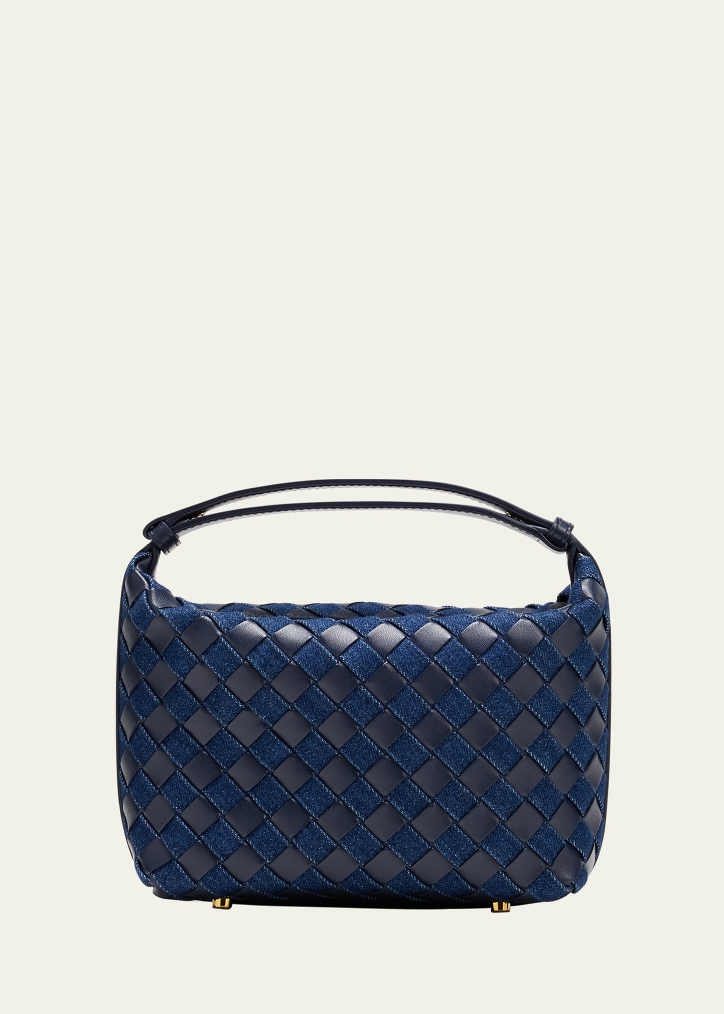 Shop Bottega Veneta Mini Wallace Denim Top-handle Bag In Abyss-indigo