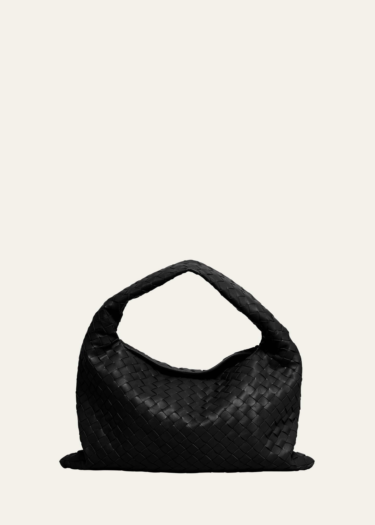 Bottega Veneta Medium Hobo Intrecciato Shoulder Bag In Black