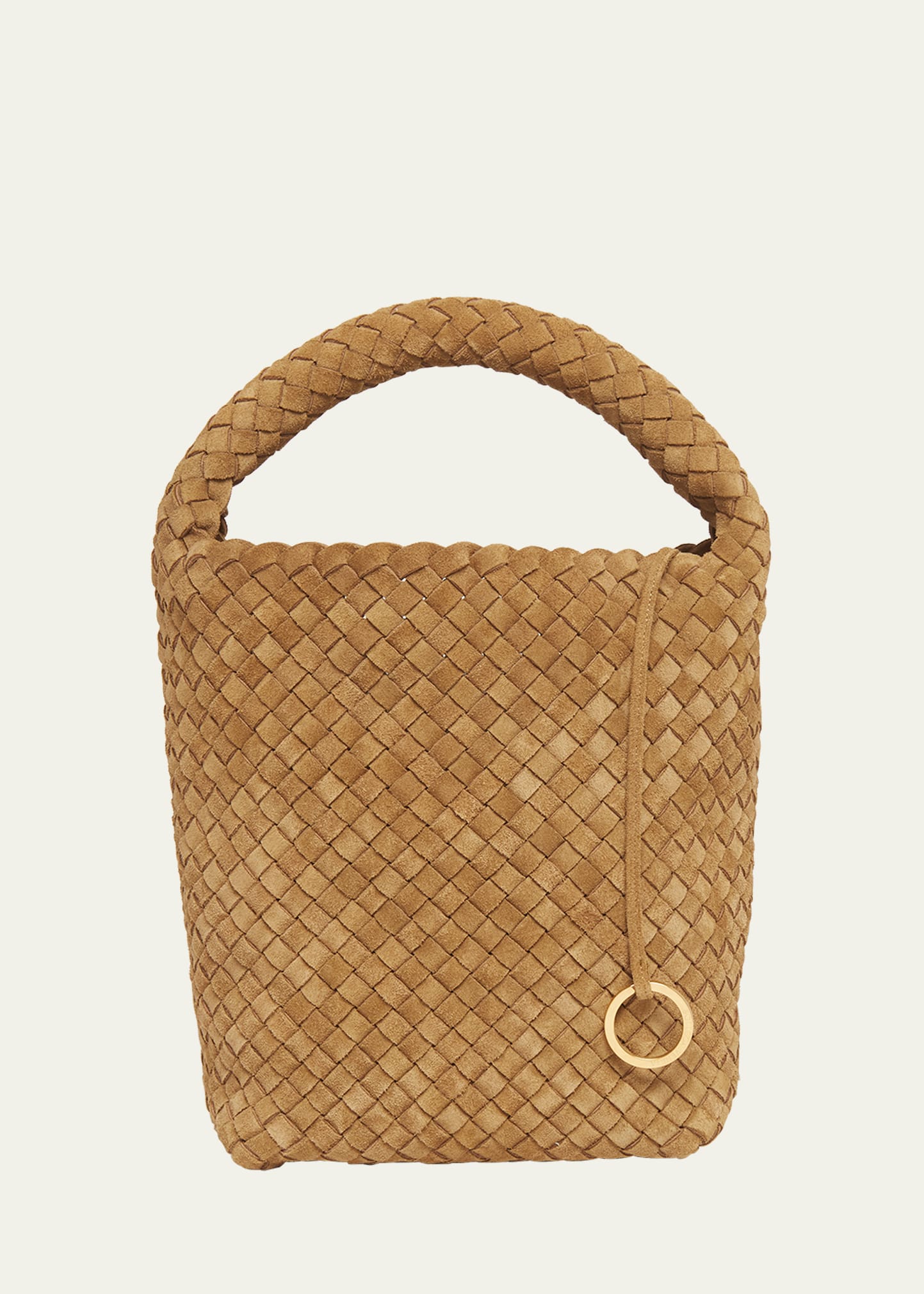 Bottega Veneta Cabat Suede Cashmere Bucket Bag In Dark Praline
