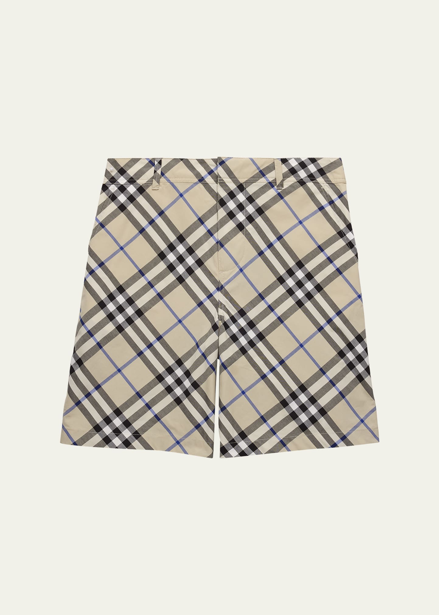 Shop Burberry Boy's Oscar Check-print Shorts In Lichen Check