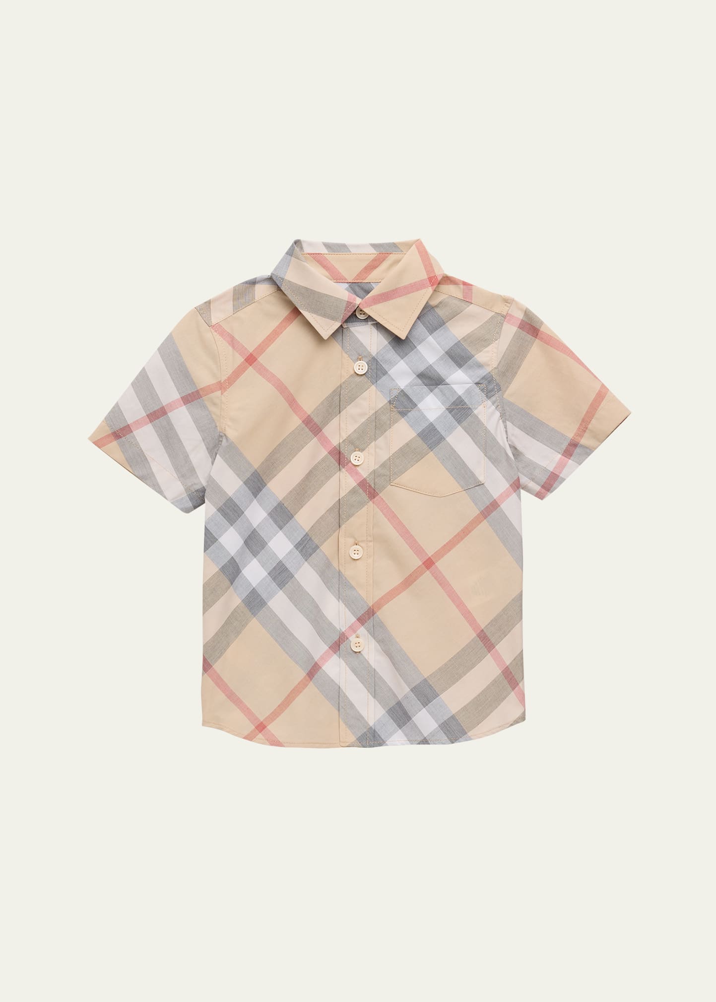 Burberry Boy's Owen Check-print Button Down Shirt In Pale Stone Check