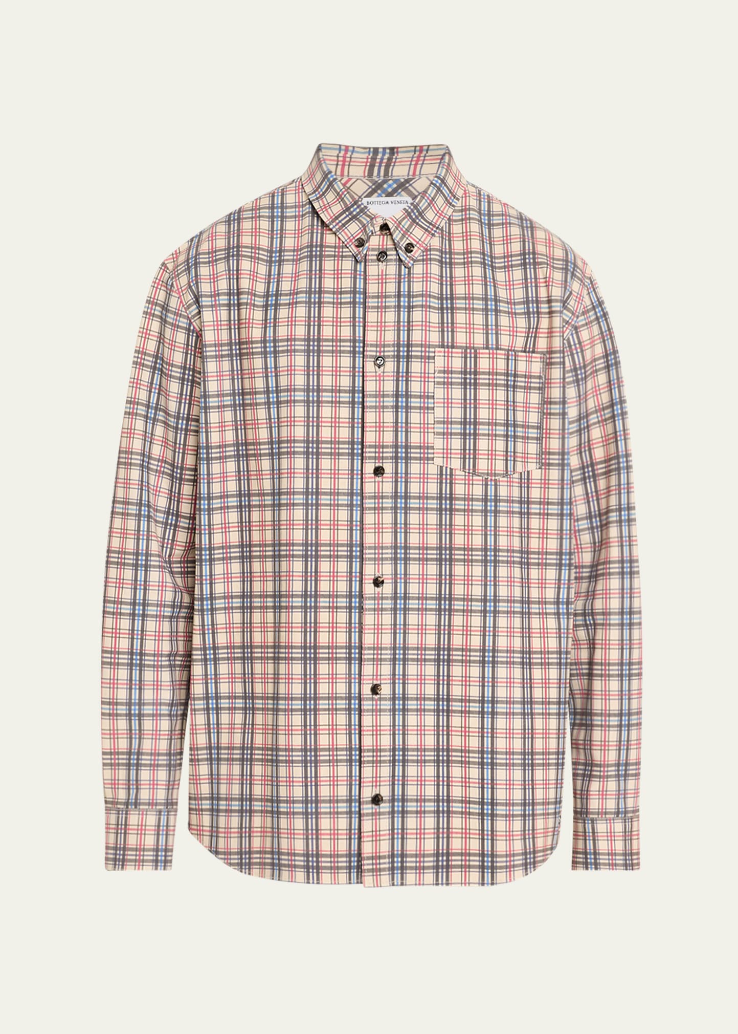 Bottega Veneta Check Pattern Printed Leather Shirt In Red/white