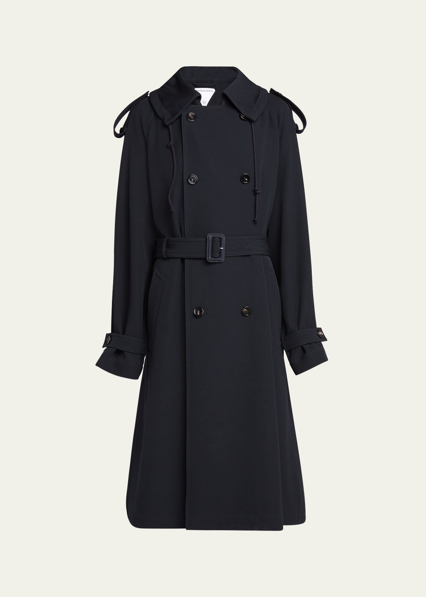 Bottega Veneta Double-breasted Trench Coat In Midniteblu