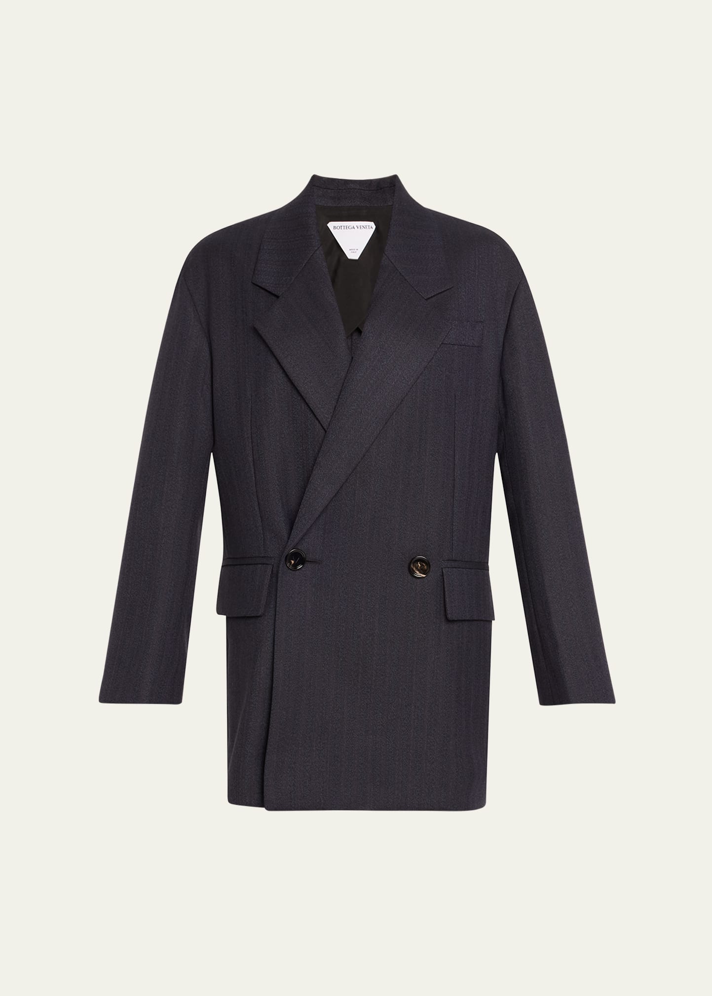 Shop Bottega Veneta Subtle Stripe Double-breasted Wool Jacket In Blue/black