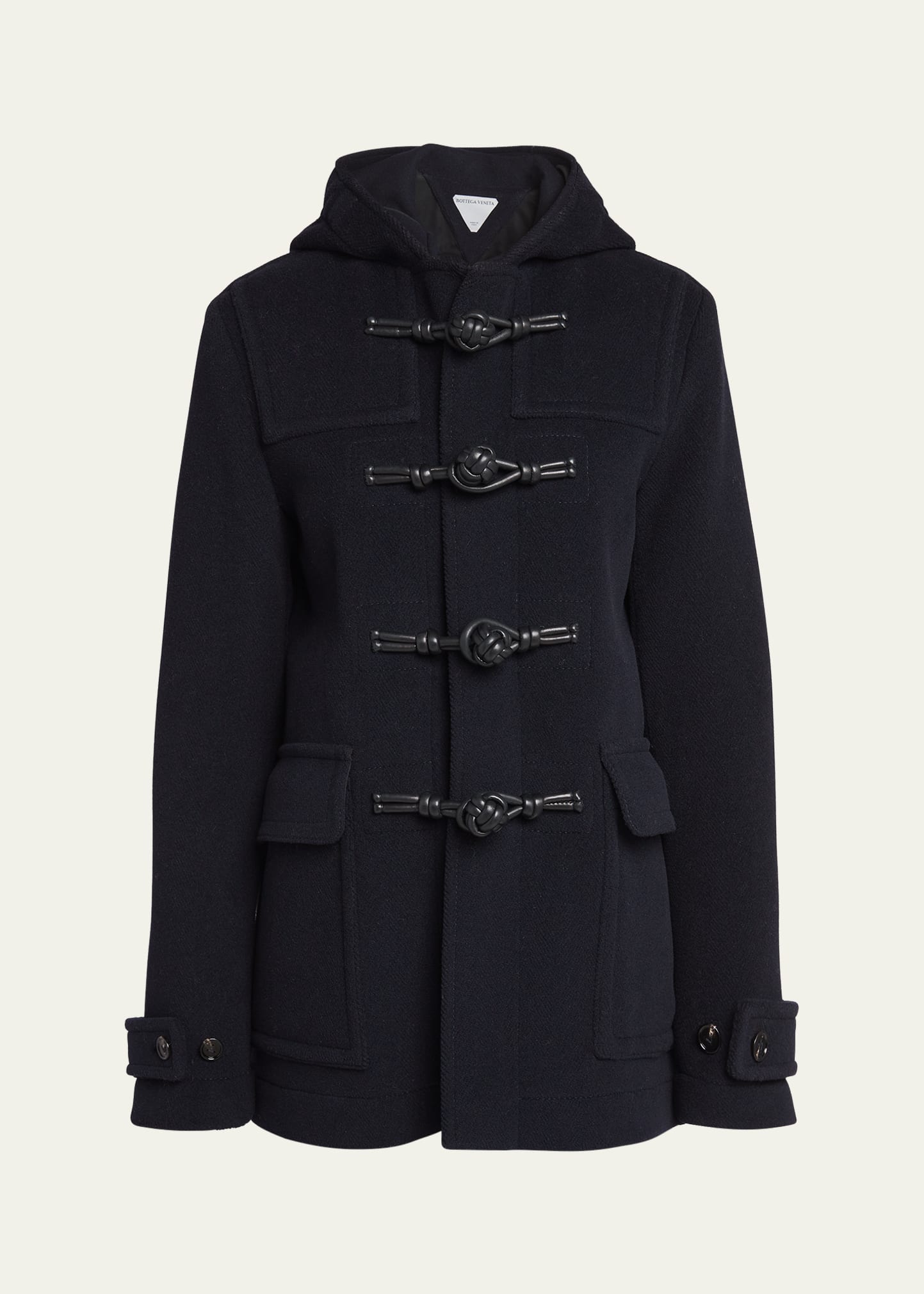Bottega Veneta Knotted Wool Hood Coat In Cobalt/ash