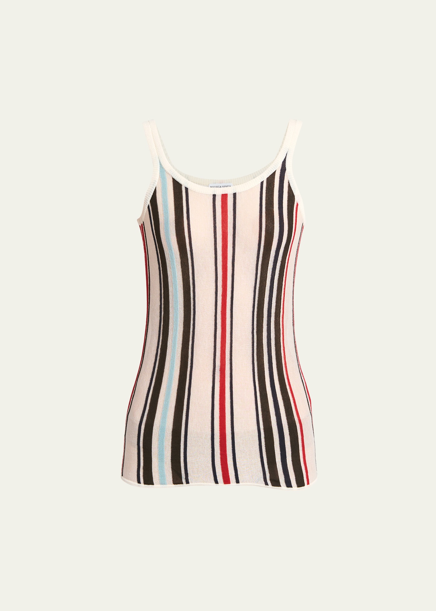 Shop Bottega Veneta Stripe Knit Top In Avorio