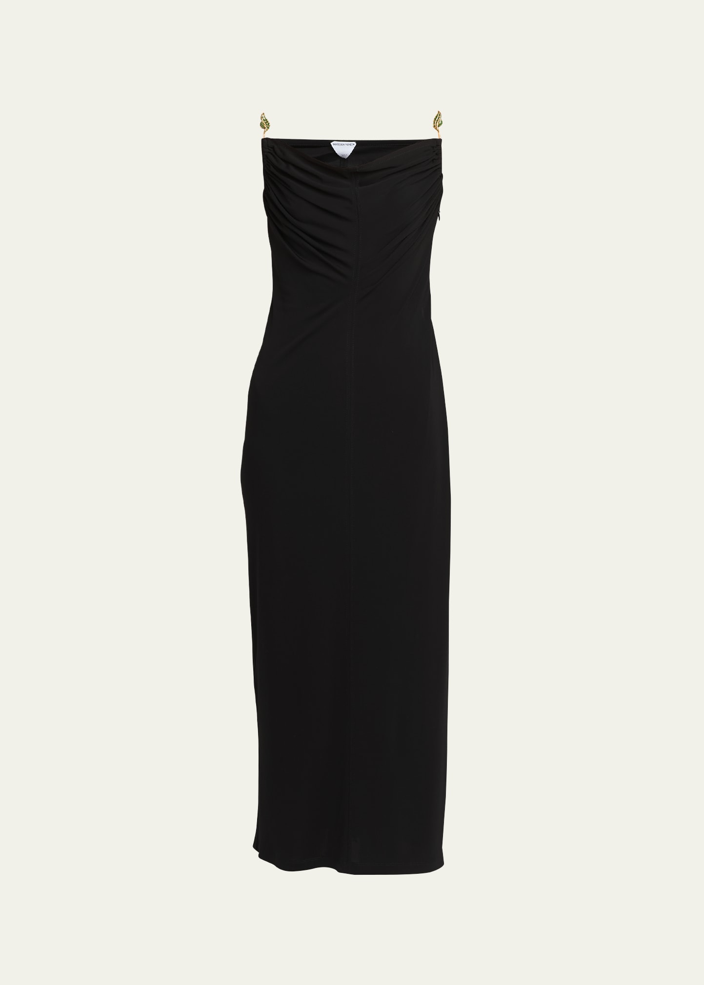 Shop Bottega Veneta Matte Crepe Jersey Midi Dress With Embellished Hardware Straps In Nero