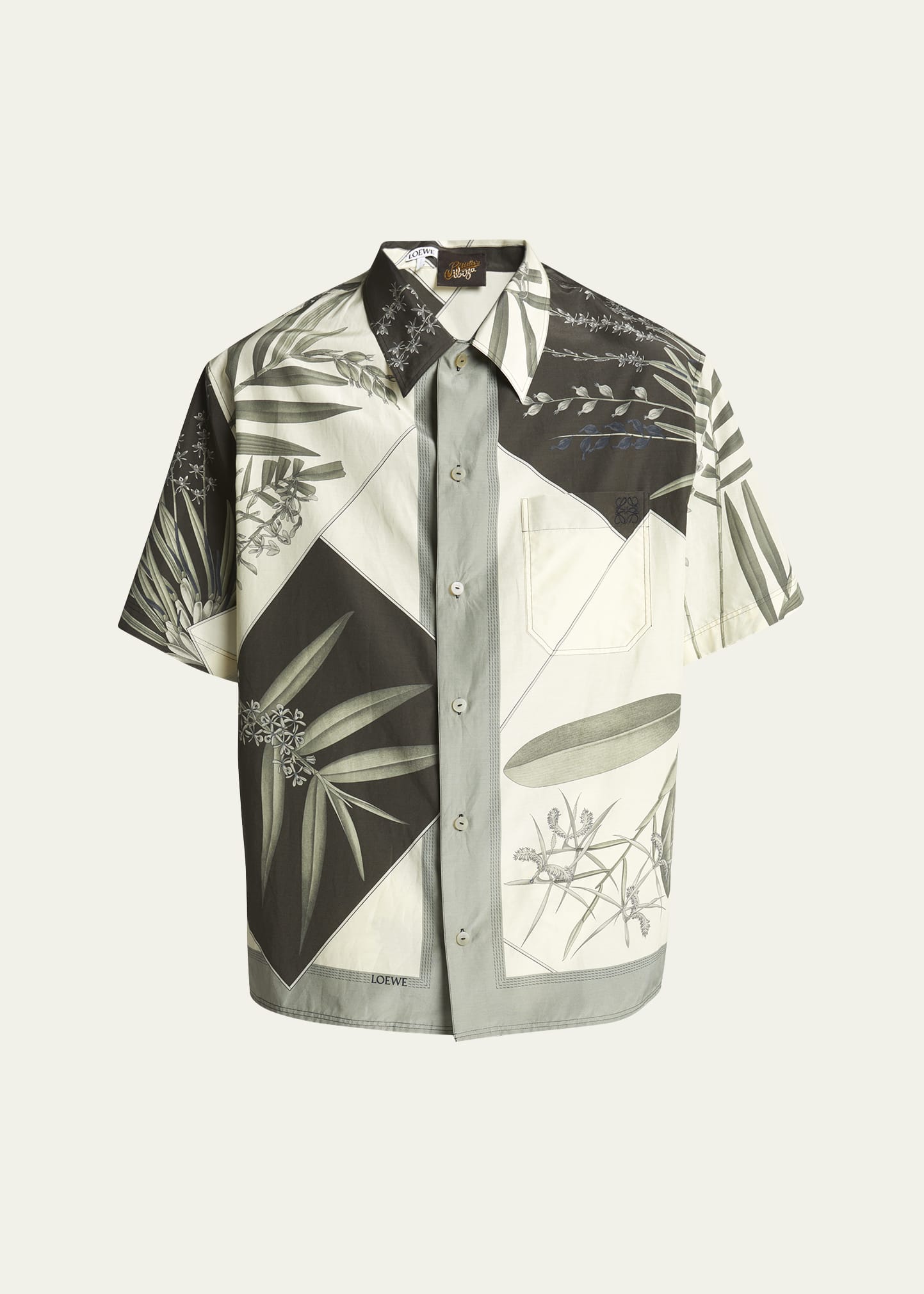 Shop Loewe Men's Cotton Botanic Printed Short-sleeve Shirt In Antrac/mlt