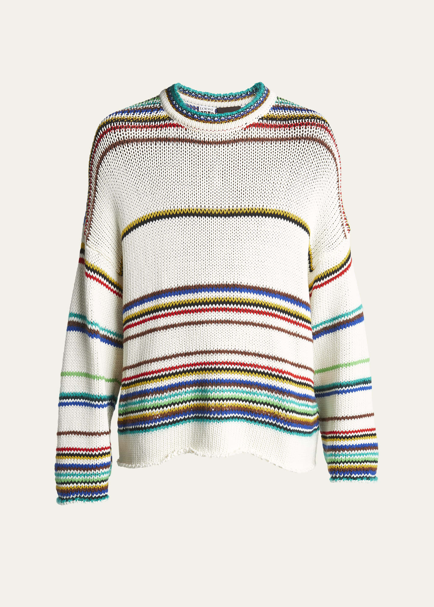 Loewe Paula's Ibiza Striped Cotton-blend Sweater In Ecru/multi