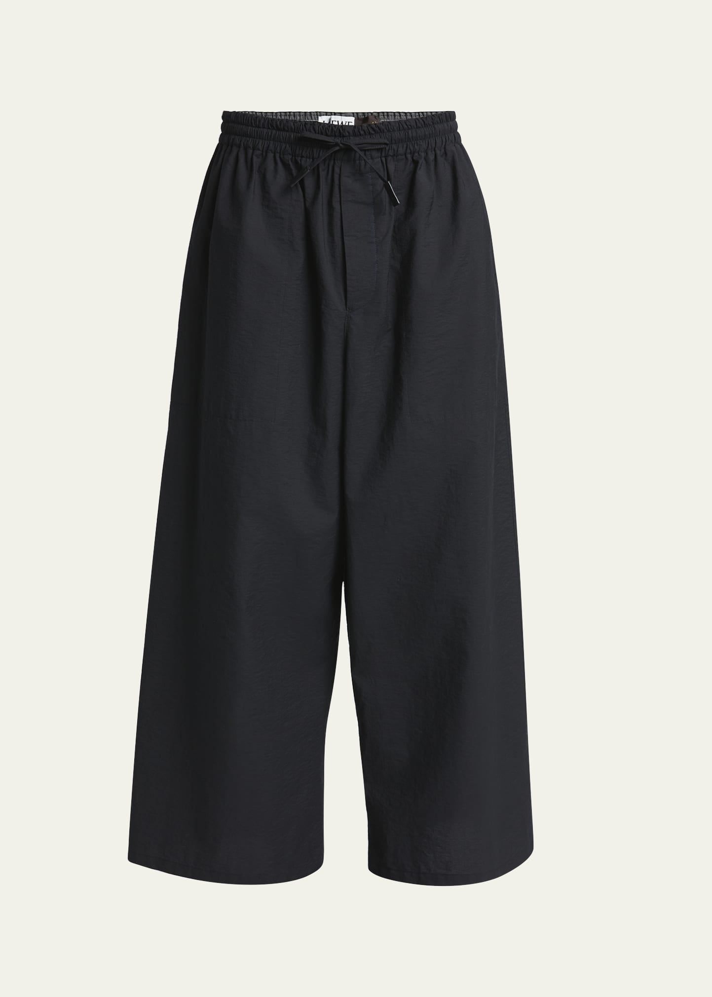 Shop Loewe Men's Cotton-blend Anagram Embroidered Cropped Trousers In Black