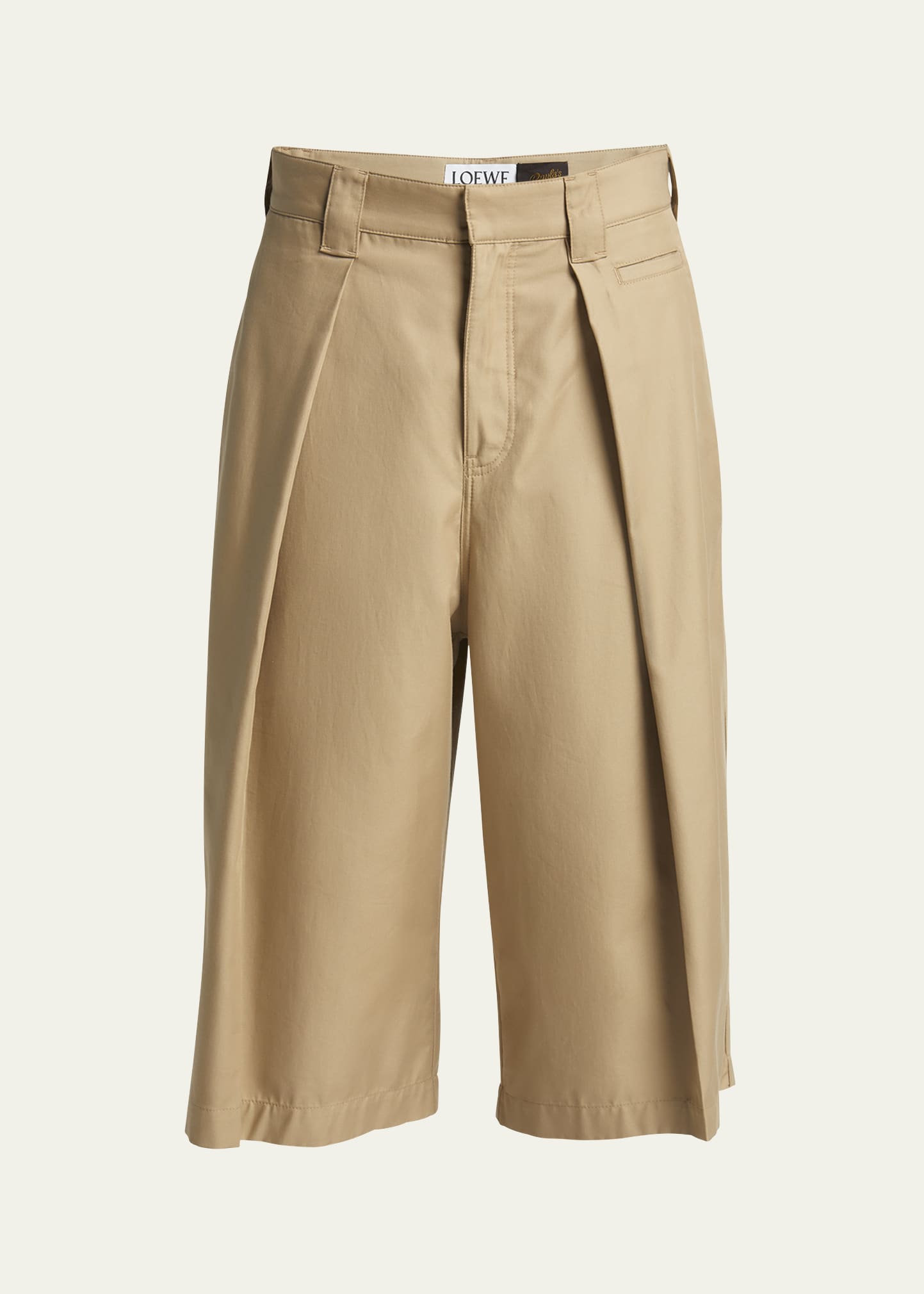 Shop Loewe Men's Large Inverted Pleated Shorts In Taos Taupe