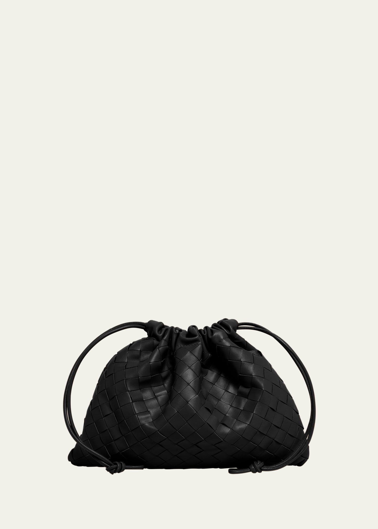 Bottega Veneta Medium Leather Pouch Bag In Black