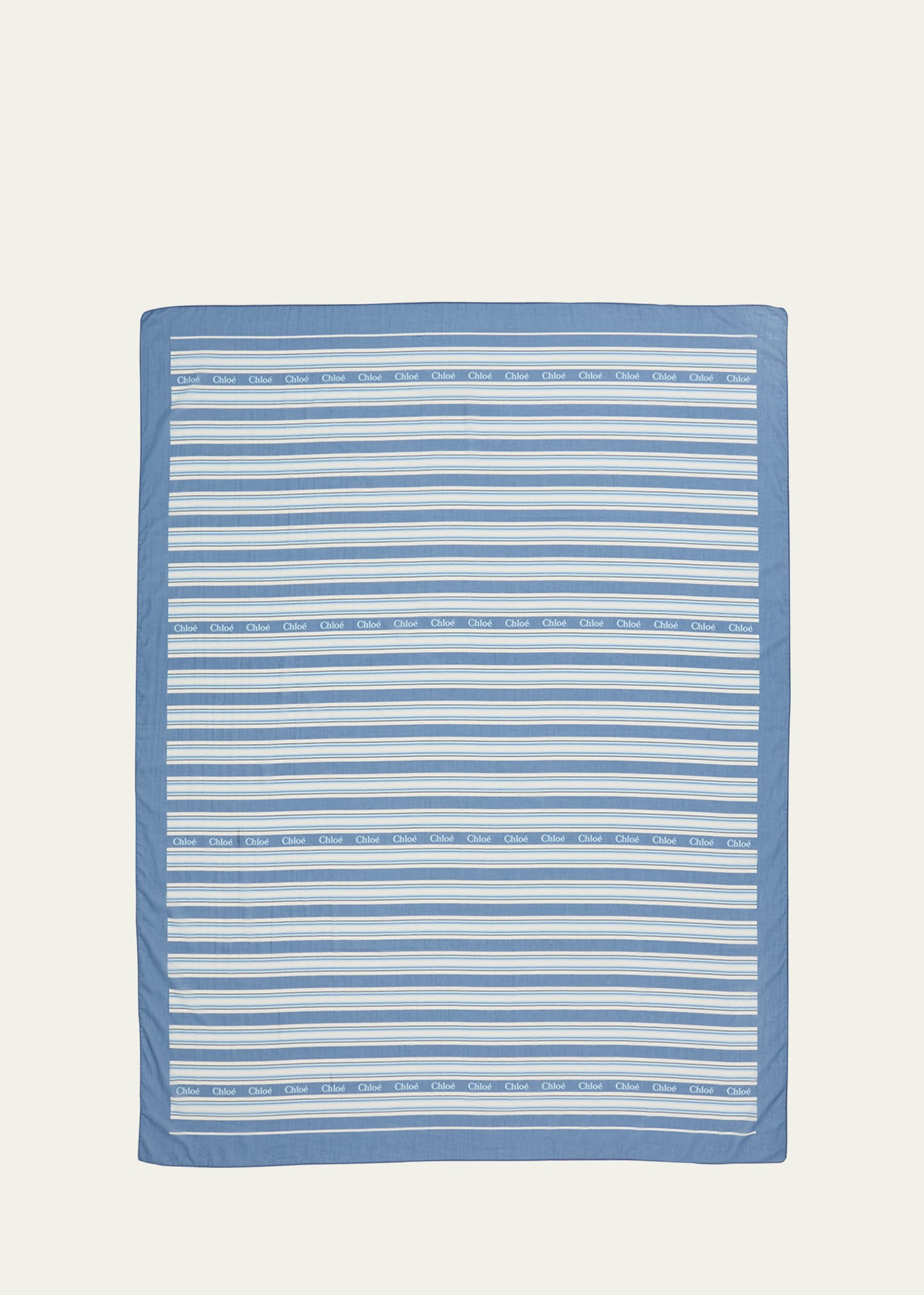 Shop Chloé X High Summer Striped Logo Stole Scarf In Blue - White 1