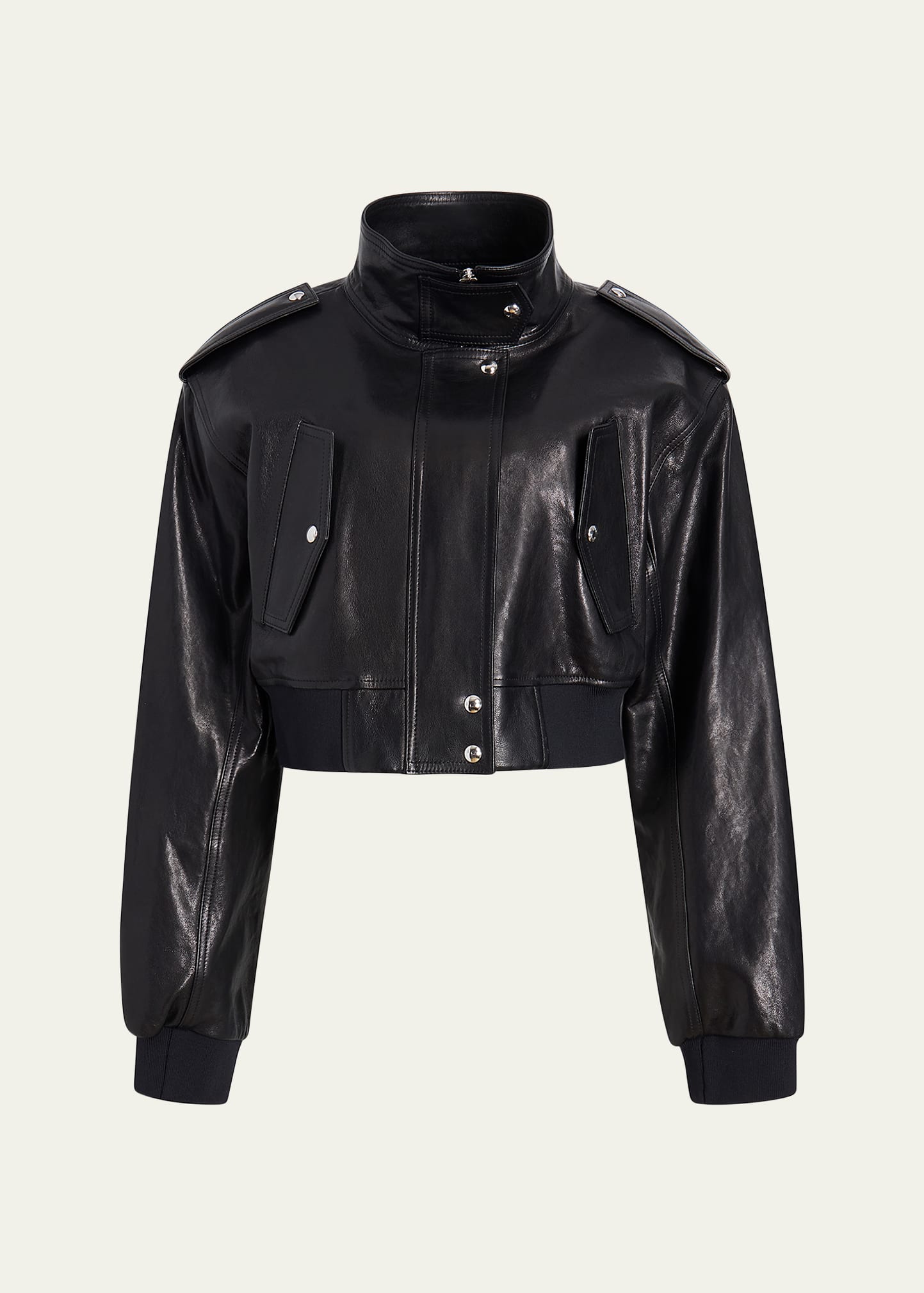 KHAITE KEMBER LEATHER CROP MOTO JACKET 