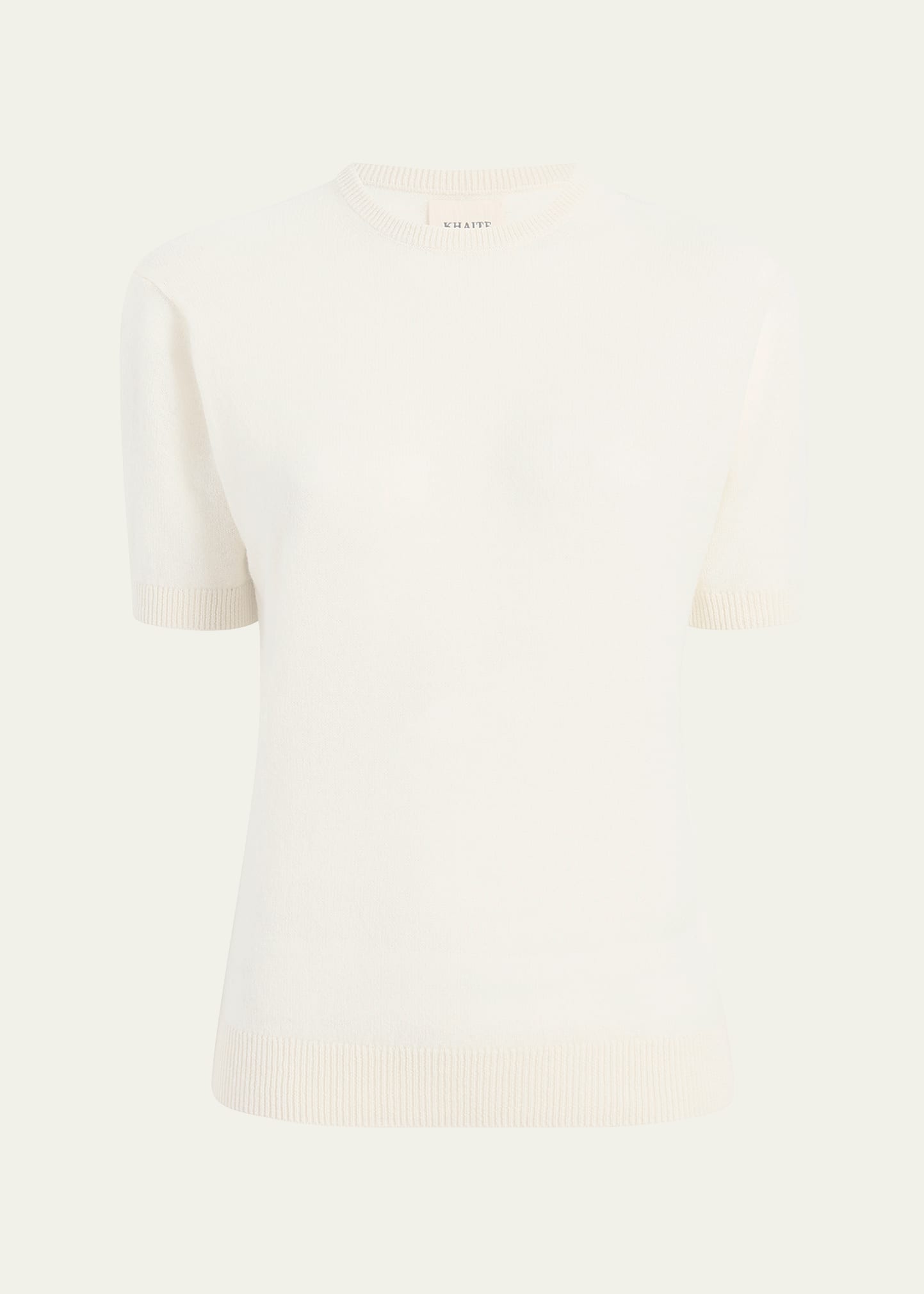 Khaite Pierre Cashmere Short-sleeve Sweater In White