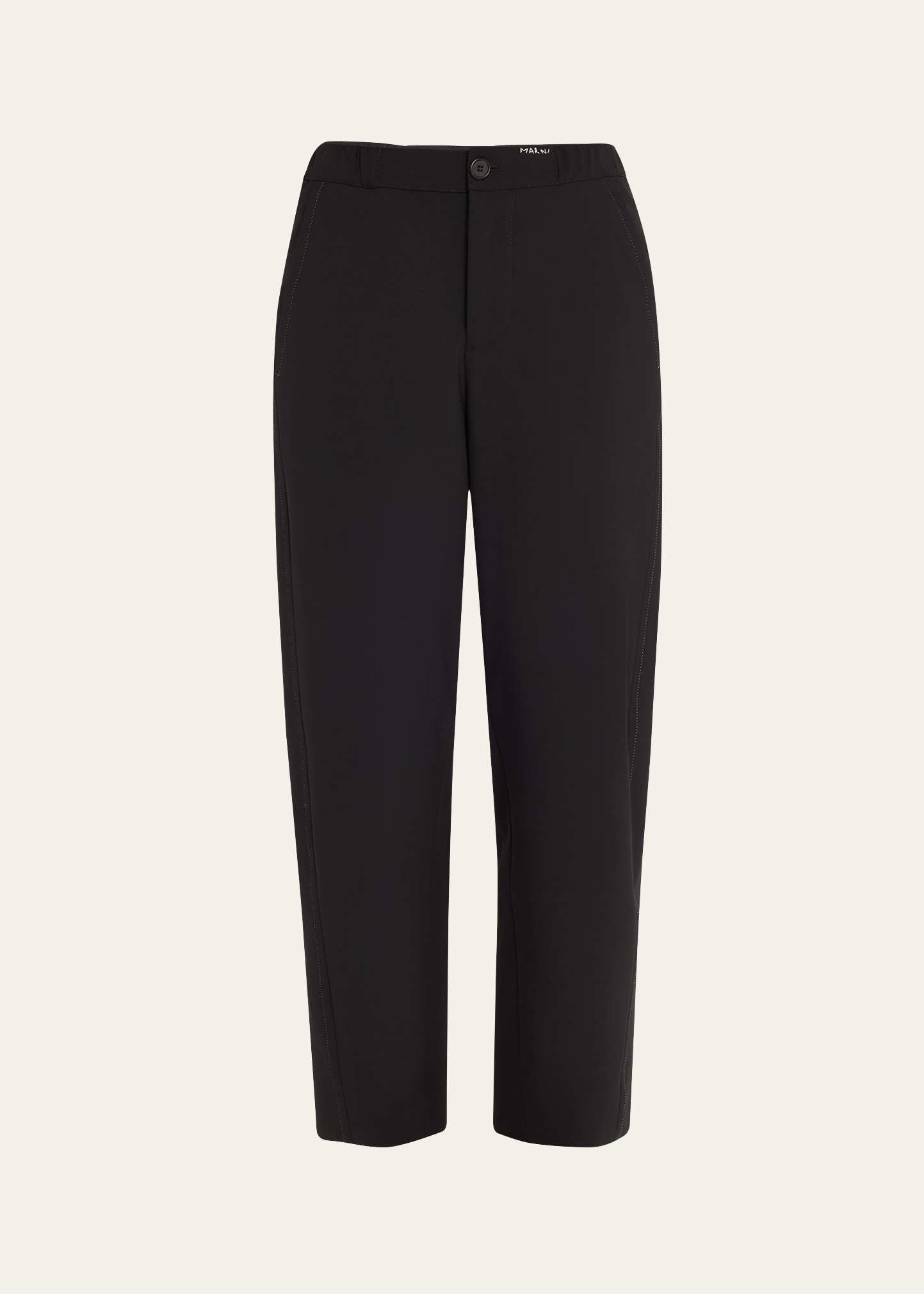 MARNI CROPPED DRAWSTRING WAISTBAND PLEATED WOOL PANTS