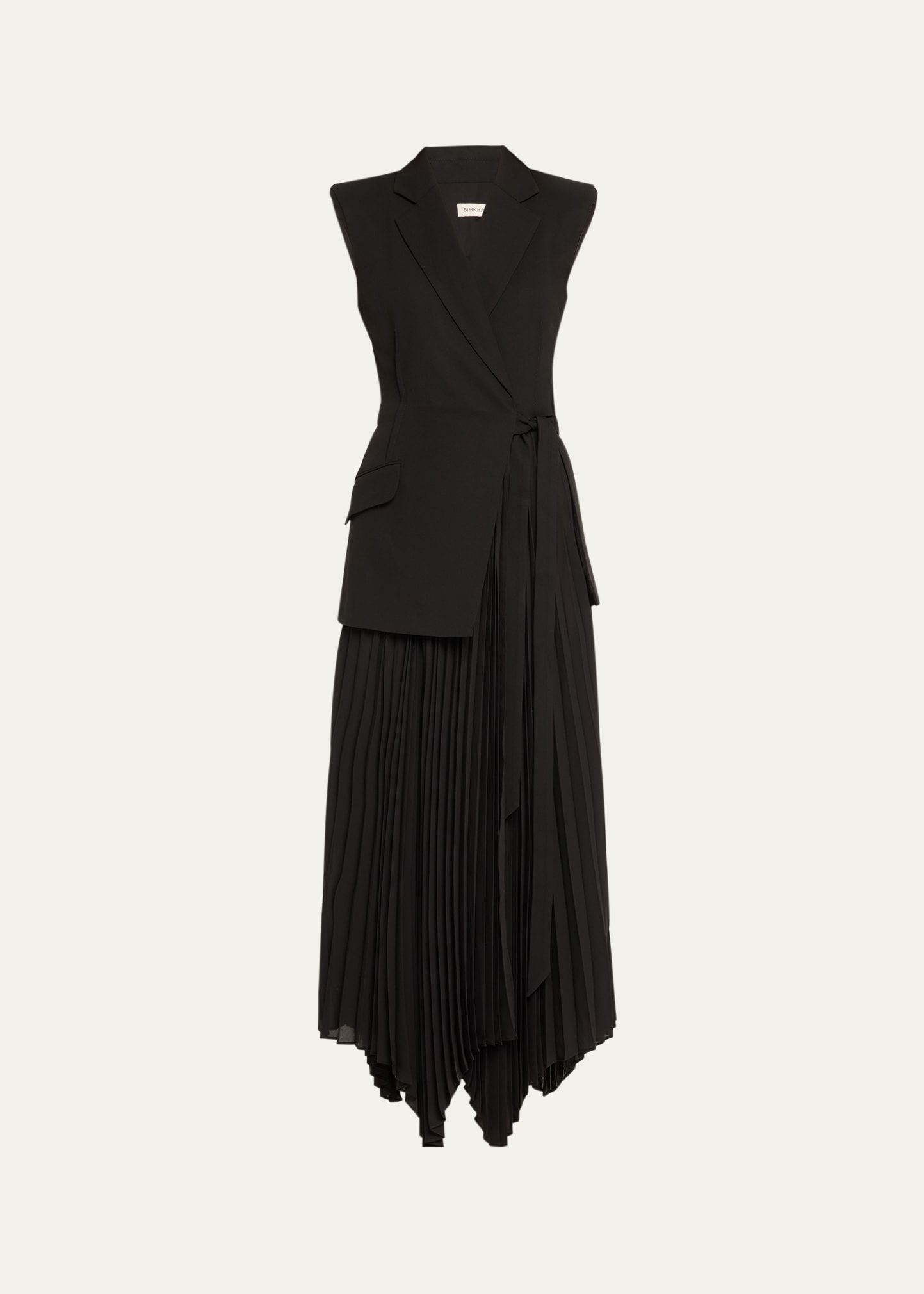 Shop Simkhai Helena Combo Blazer Sleeveless Midi Dress In Black