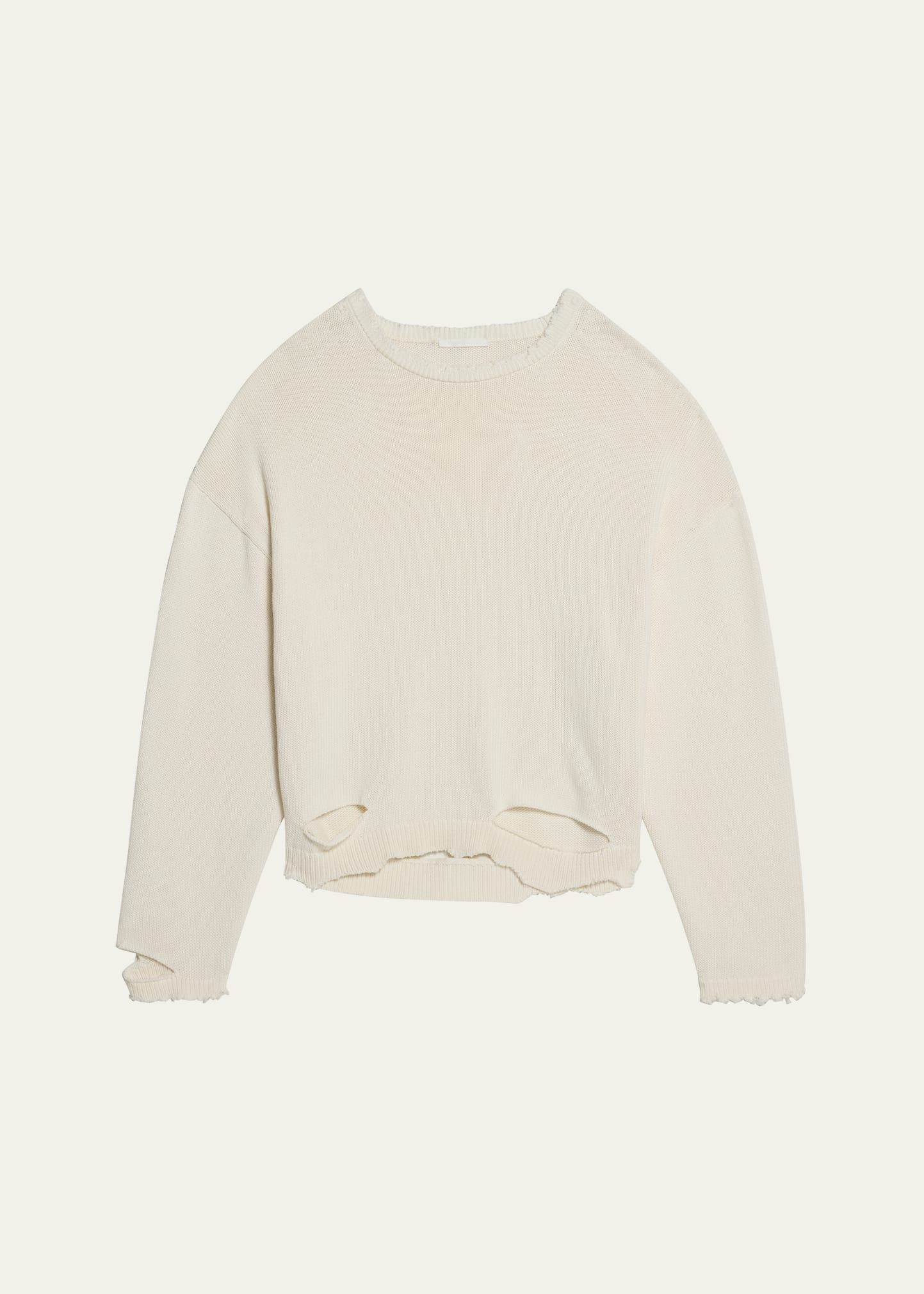 Shop Helmut Lang Men's Distressed Crew Sweater In Ivory