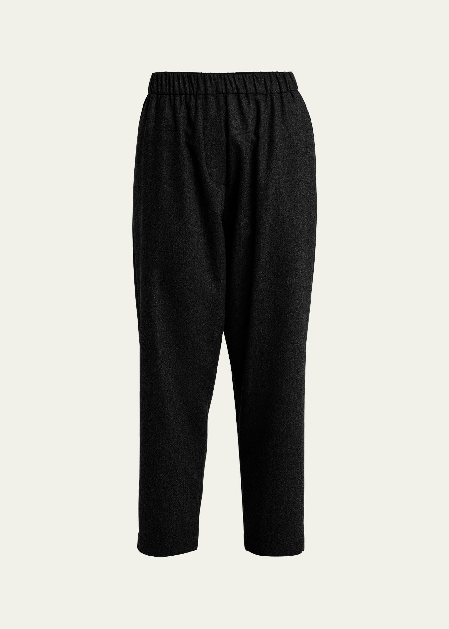 Giorgio Armani Mid-rise Flannel Pants In Black