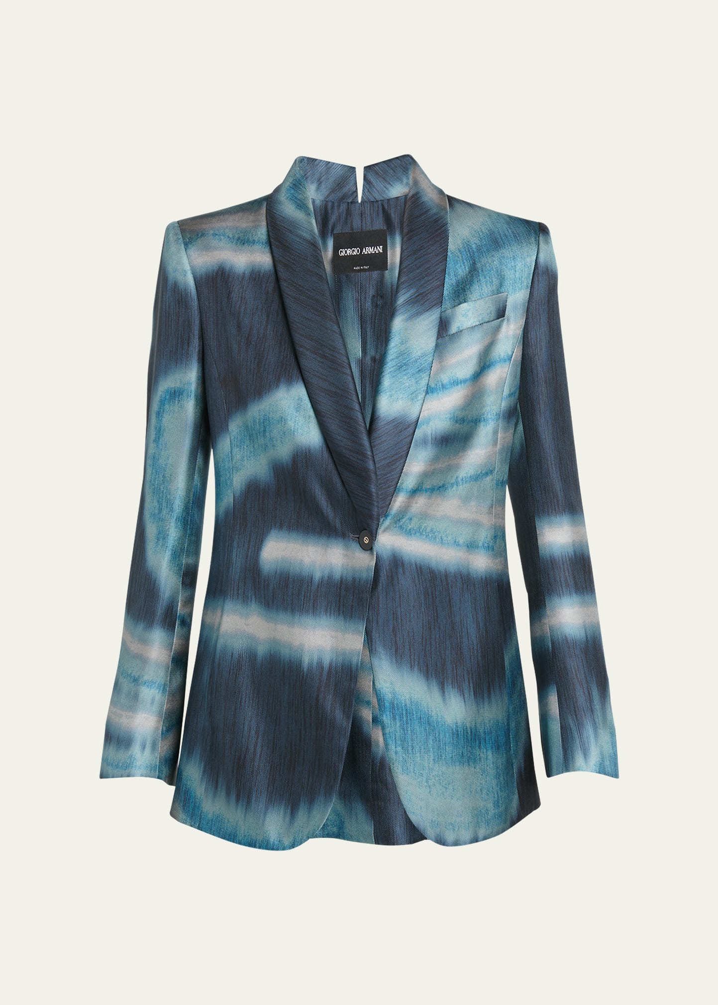 Abstract Print Silk Blazer Jacket