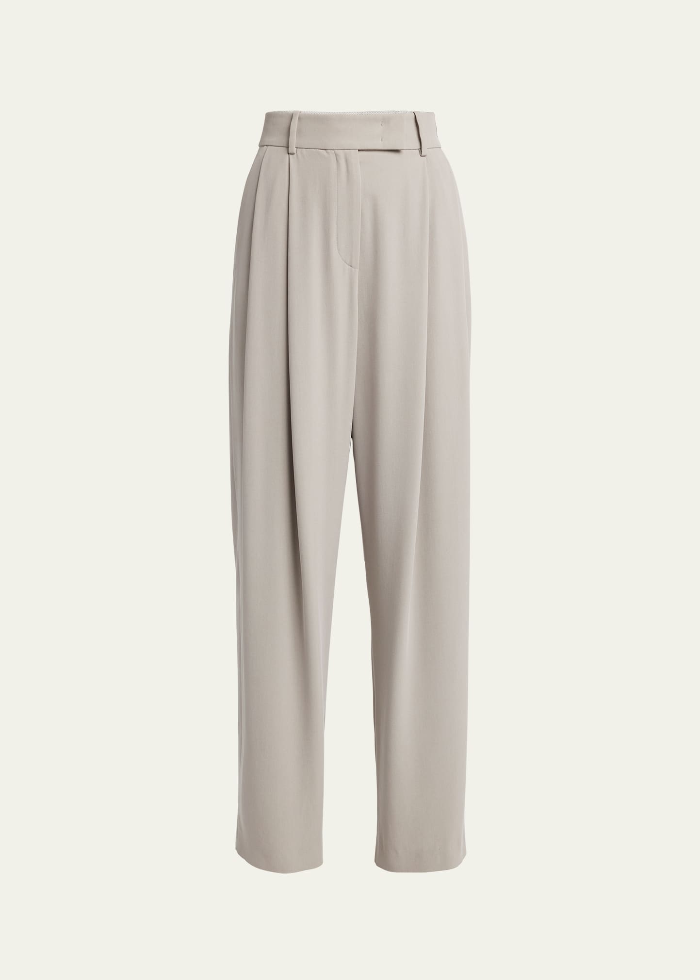 Giorgio Armani Washed Silk Pleated Wide-leg Trousers In Gray