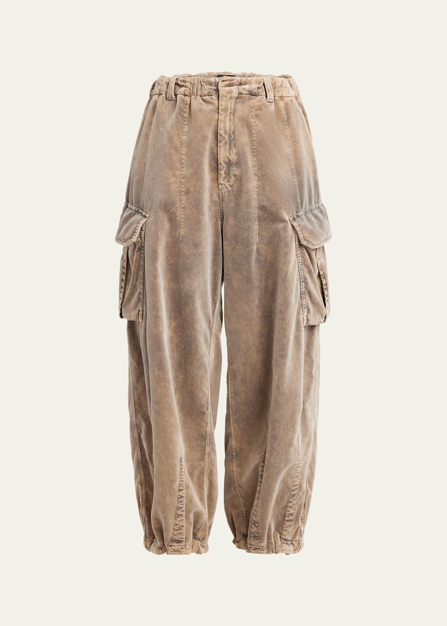 Giorgio Armani Velvet Cargo Pants In Brown
