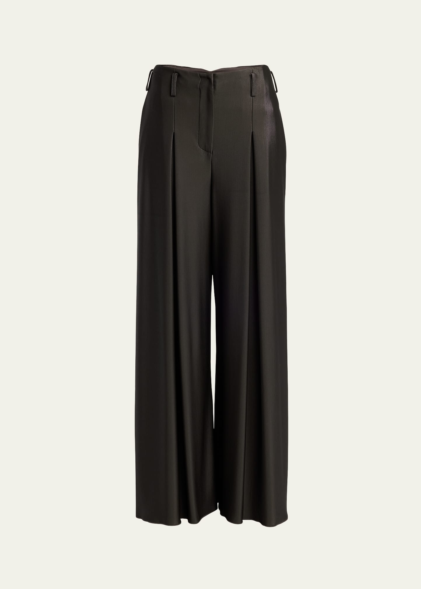 Giorgio Armani Double Jersey Flowy Pleated Trousers In Brown