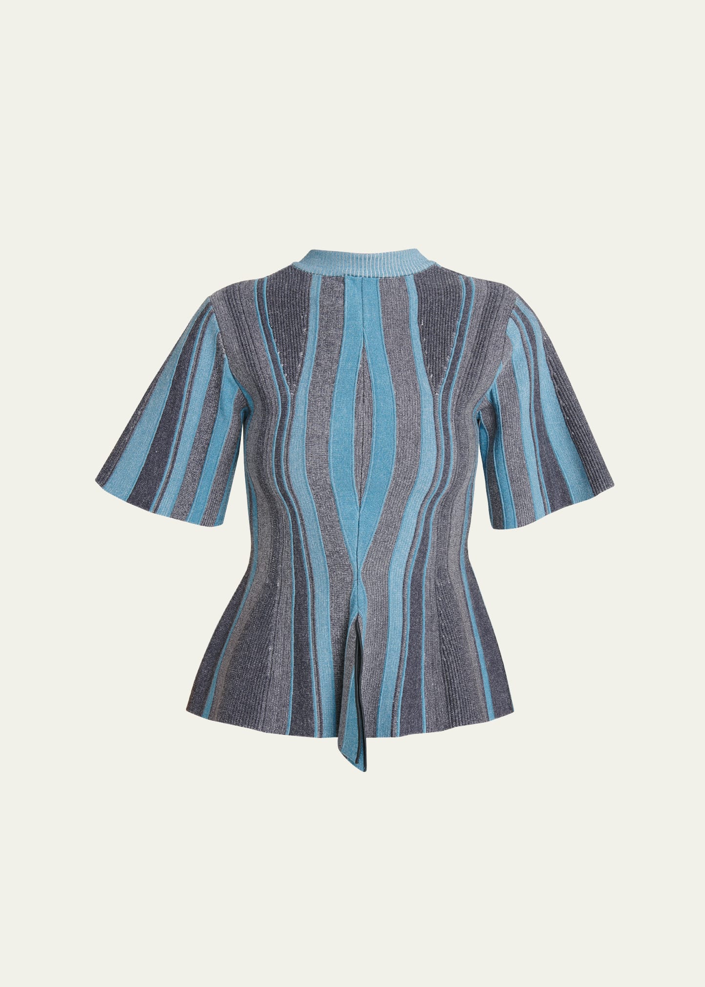 Giorgio Armani Ribbed Peplum Wool Top In Multi