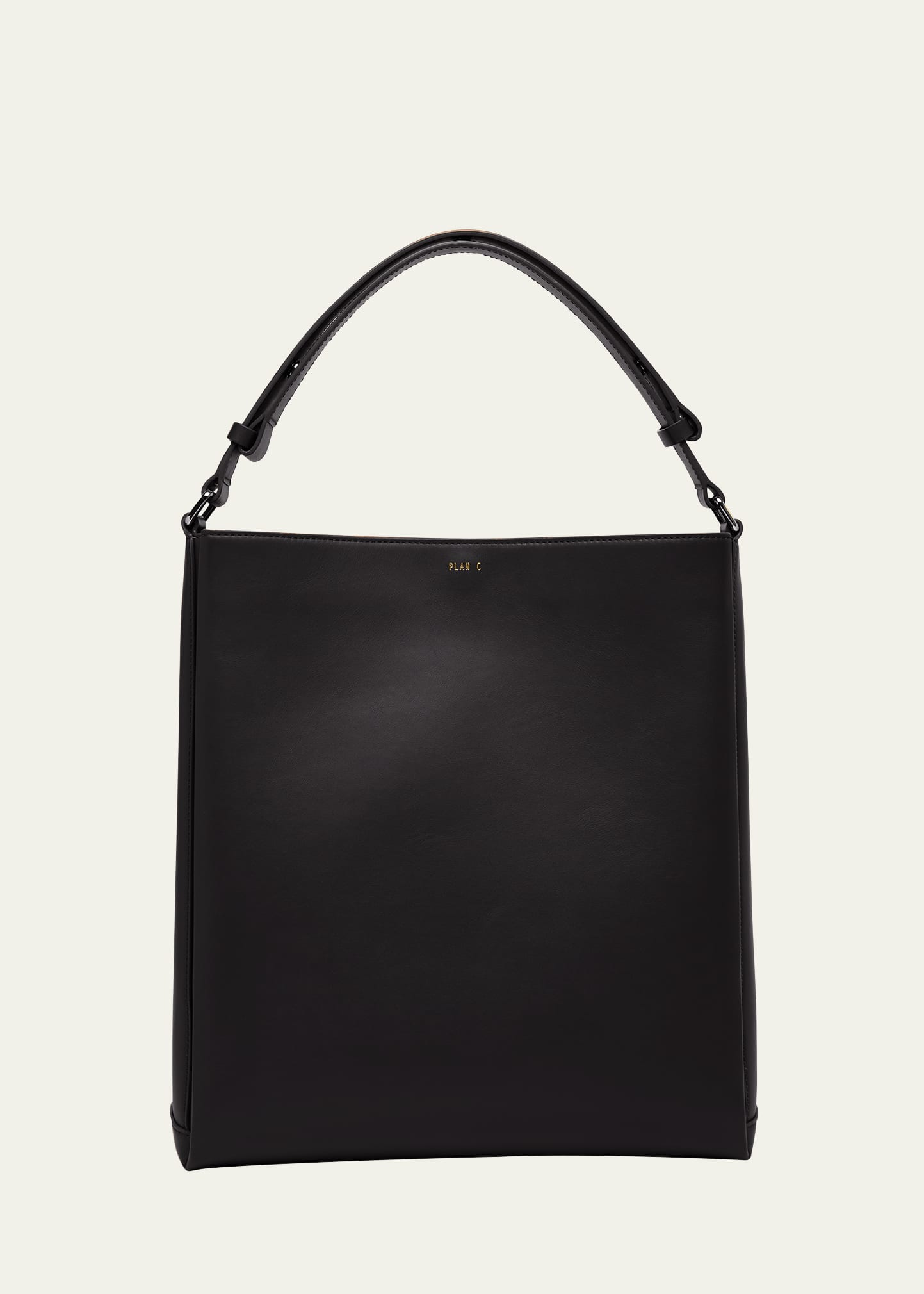 Plan C Shopper Leather Tote Bag In Black