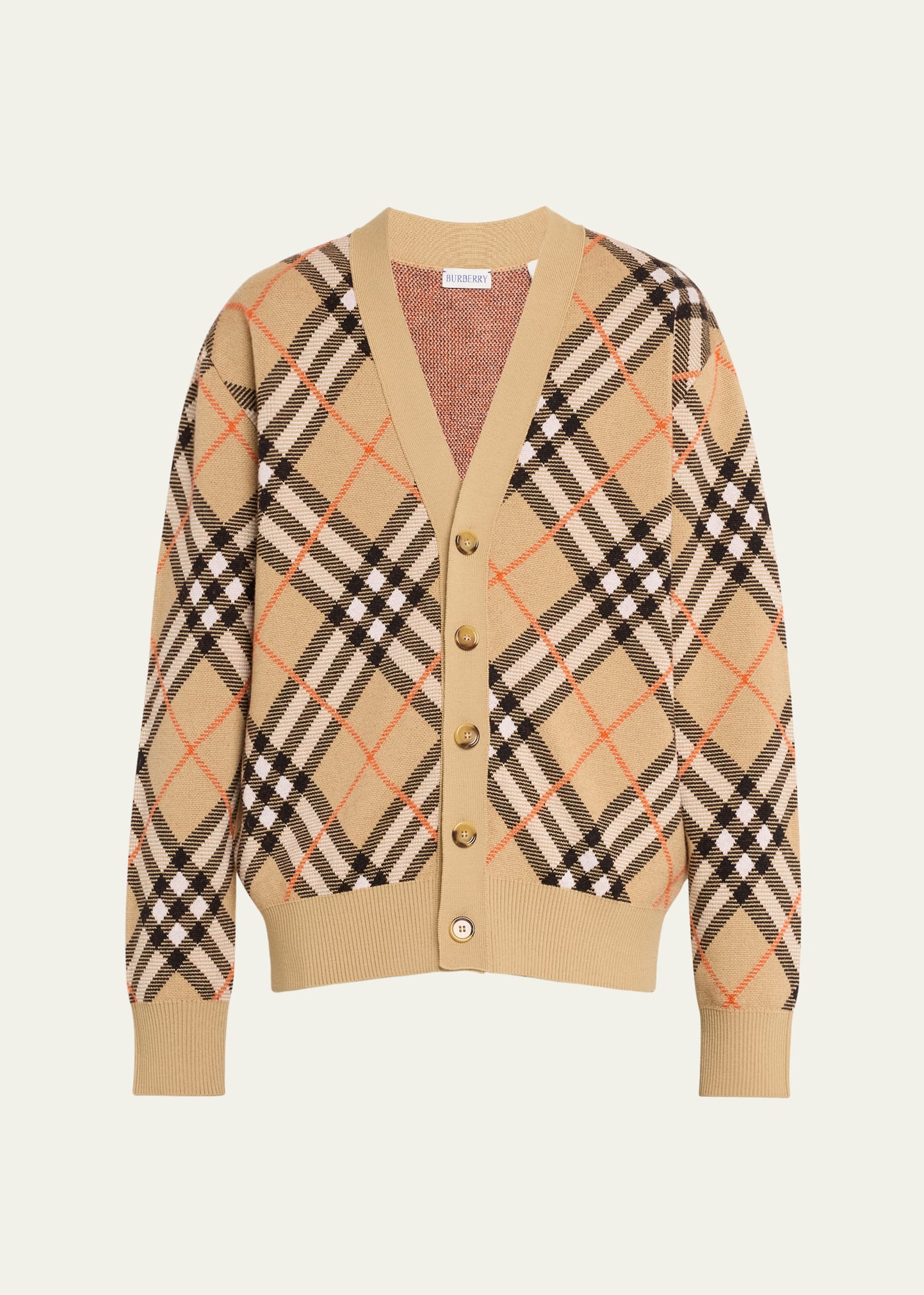 Shop Burberry Men's Vintage Check Cardigan In Sand Ip Check