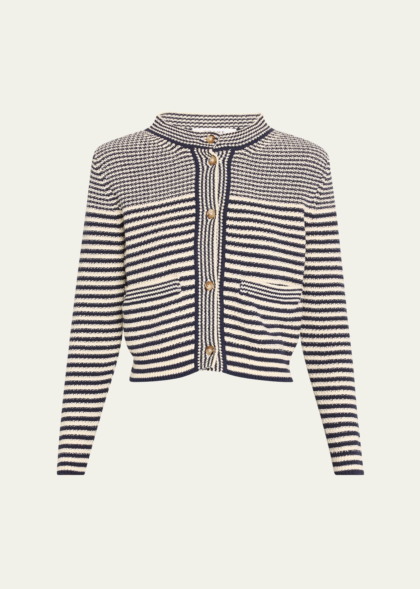 Frame Compact Stripe Cardigan In Gray
