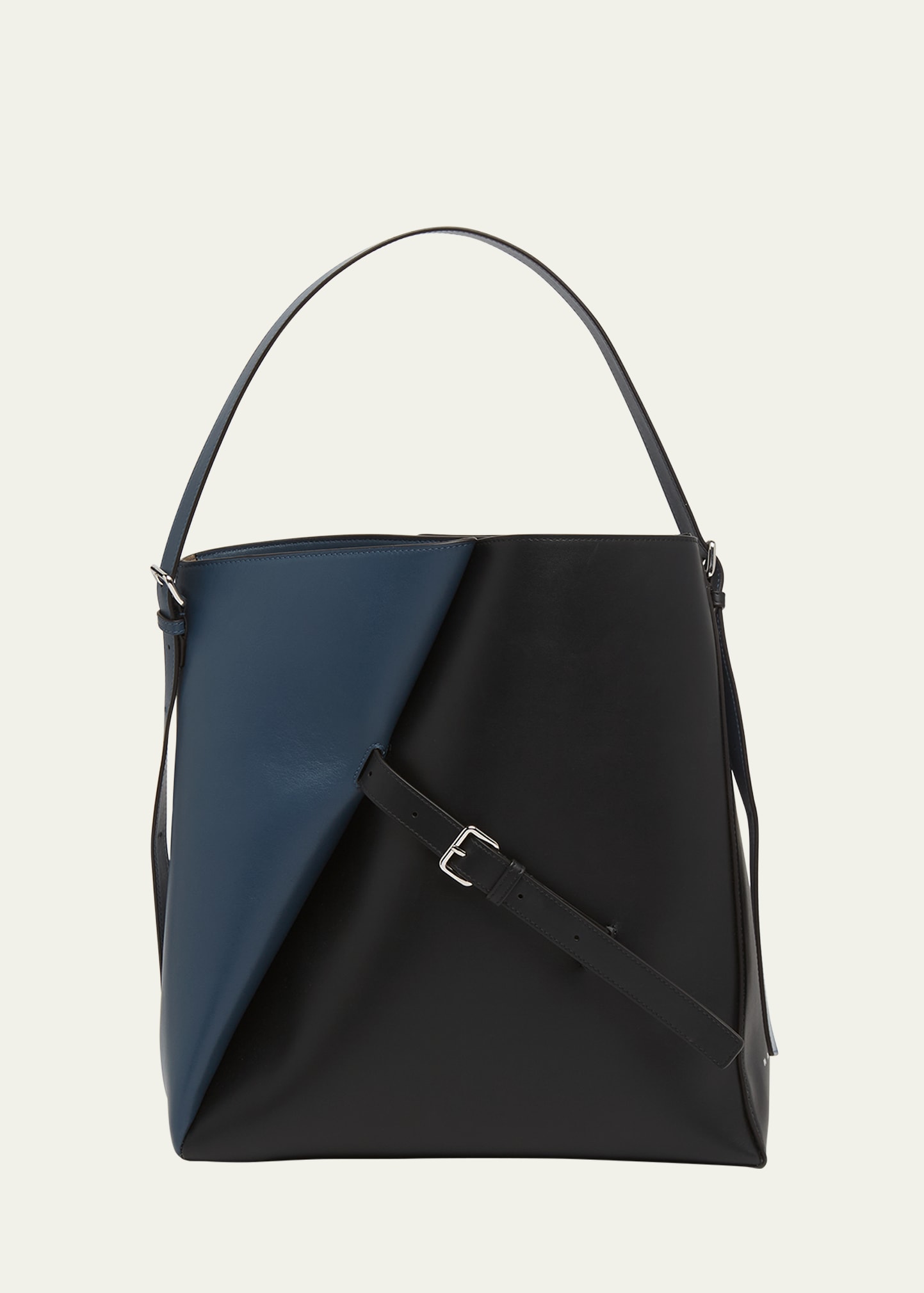 Marni Two-tone Leather Tote Bag In Z0818 Opalblack