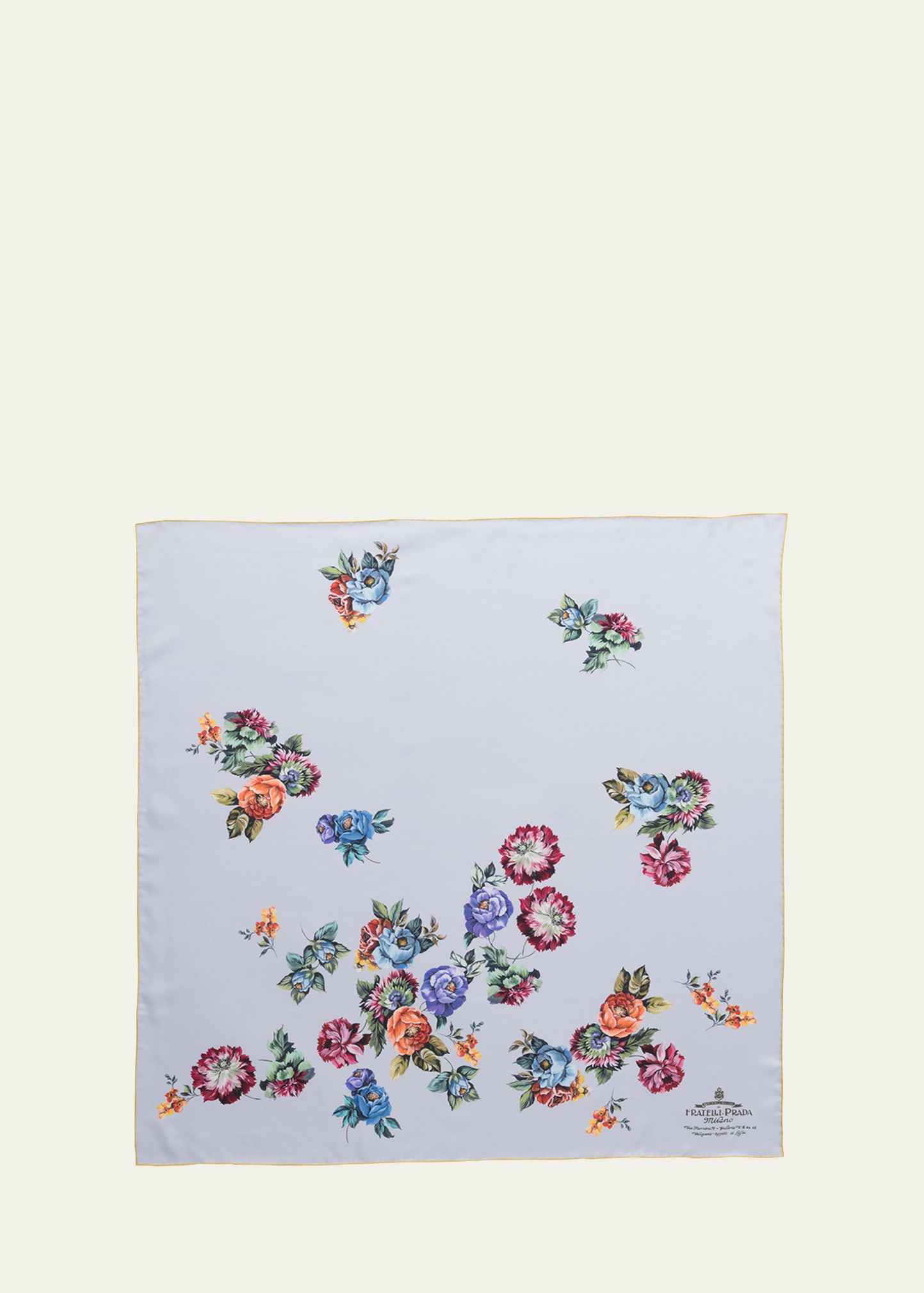Shop Prada Large Floral Silk Scarf In F0276 Acciaio