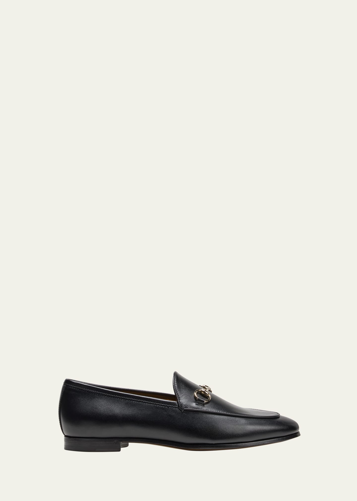 Gucci Polished Black Leather Loafers With Gold-tone Hardware In Black
