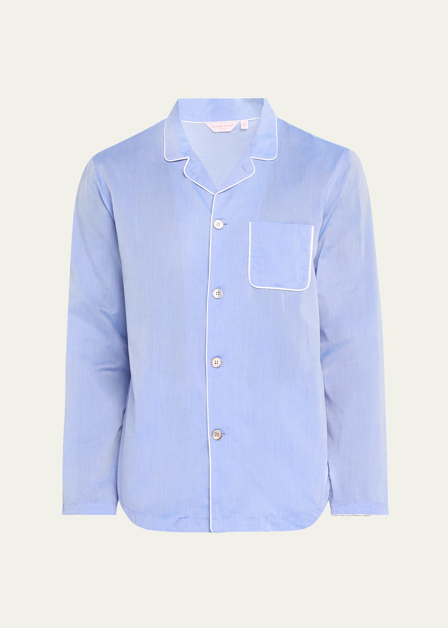 Shop Derek Rose Men's Amalfi 1 Long Cotton Pajama Set In Blue