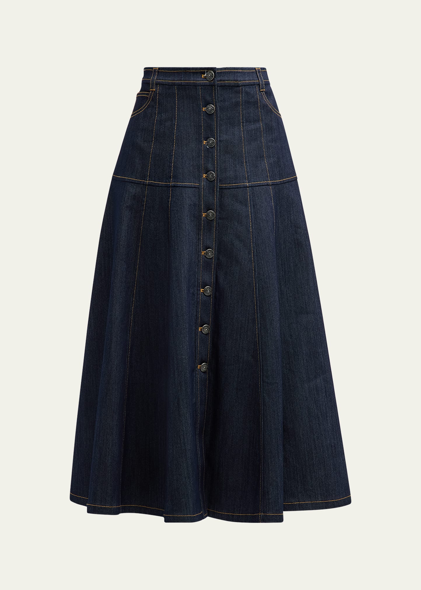 Shop Cinq À Sept Veena Denim Midi Skirt In Indigo