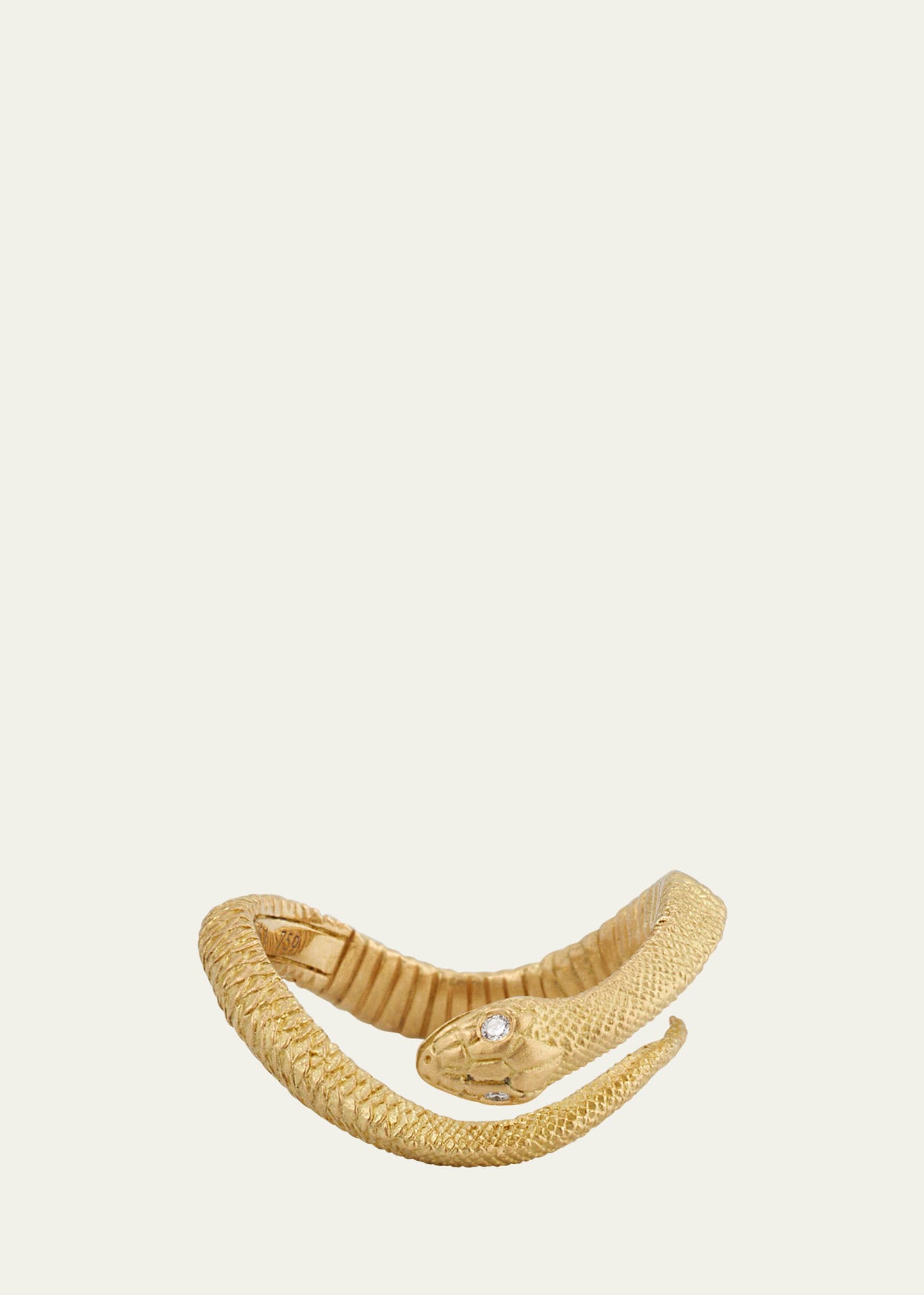 18K Yellow Gold Diamond Serpent Ring, Size 6