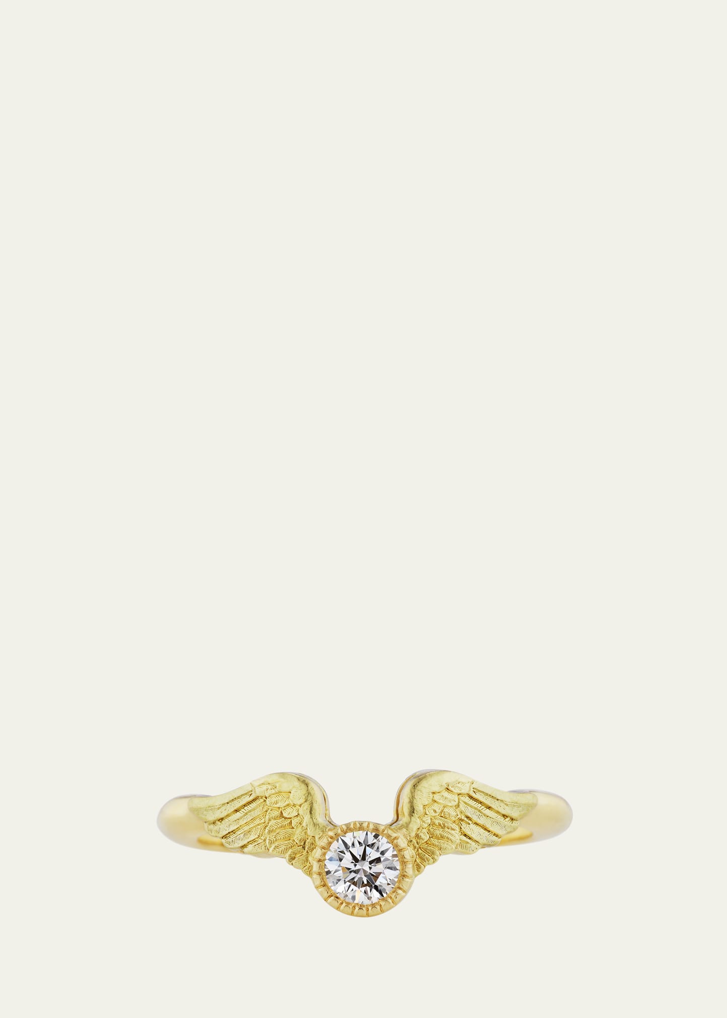 18K Yellow Gold Flying Diamond Engagement Ring, Size 6