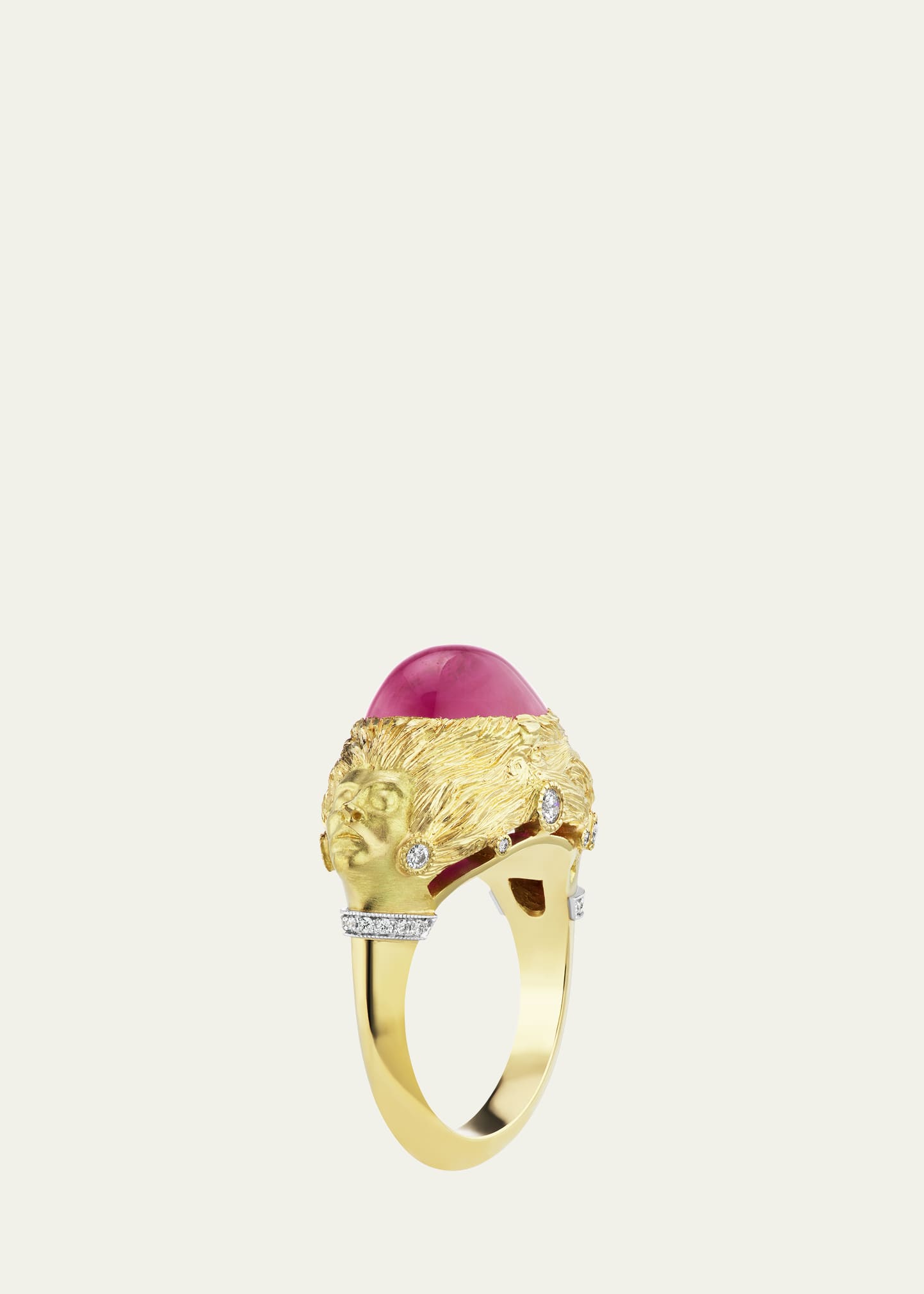 18K Yellow Gold Pink Sapphire Muse Ring, Size 6