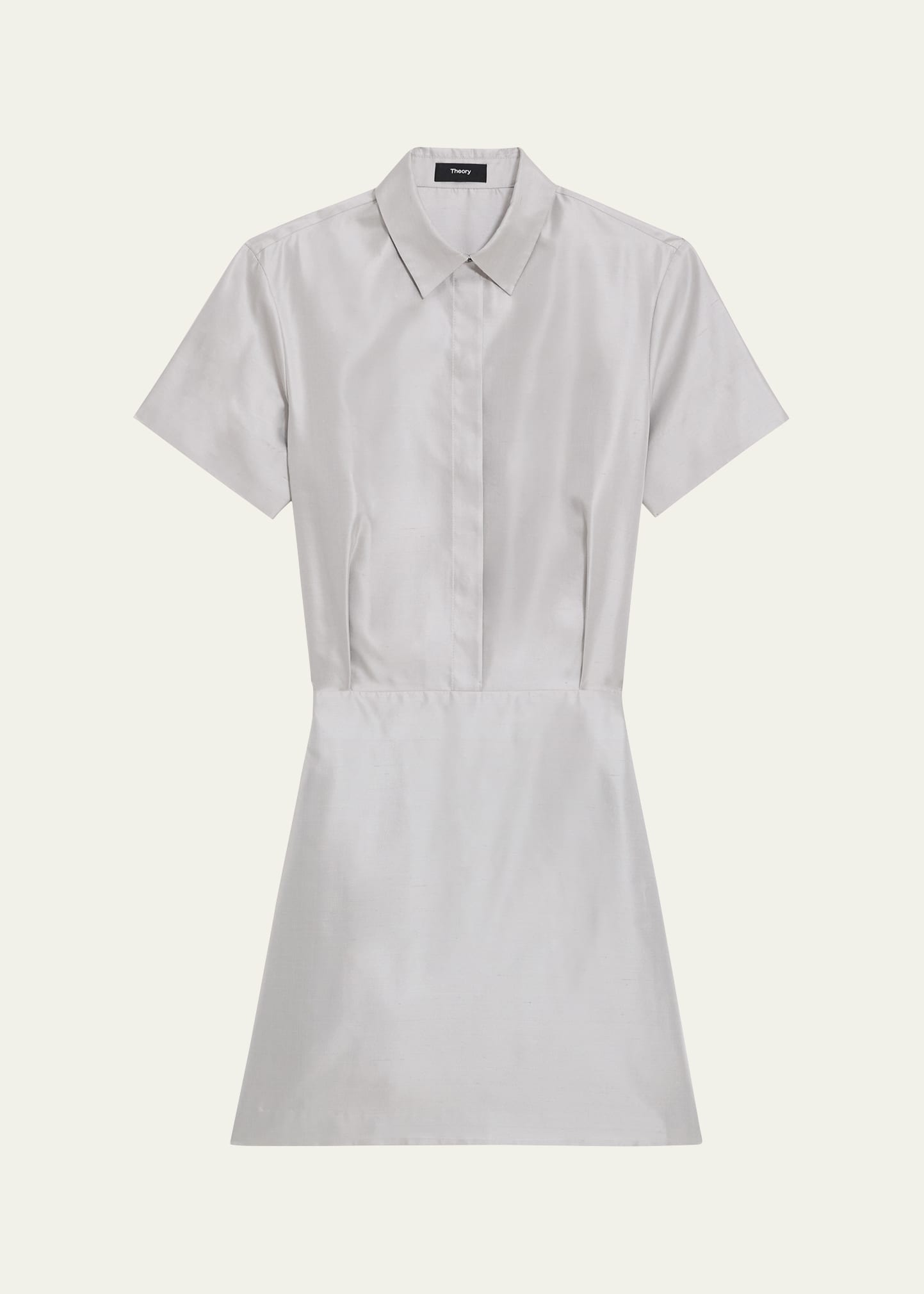 Silk Short-Sleeve Mini Shirtdress