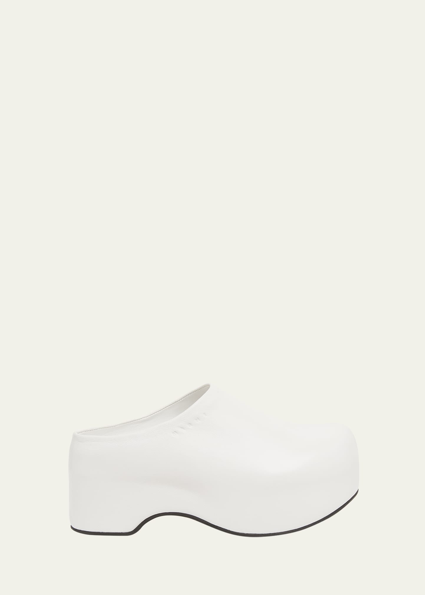 Marni Leather Chunky Sabot Clogs In Lily White