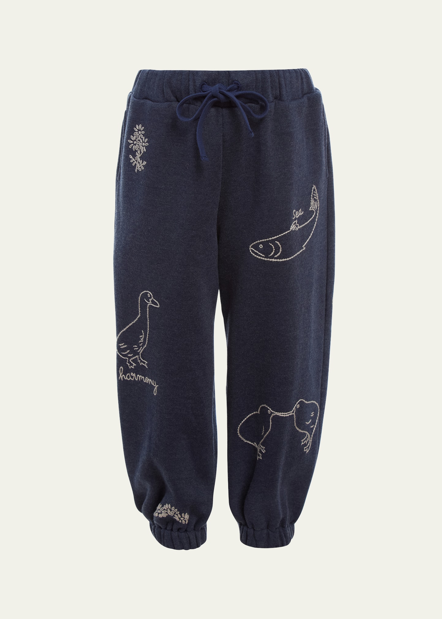 Sea Kids' Girl's Demi Embroidered Sweatpants In Blue